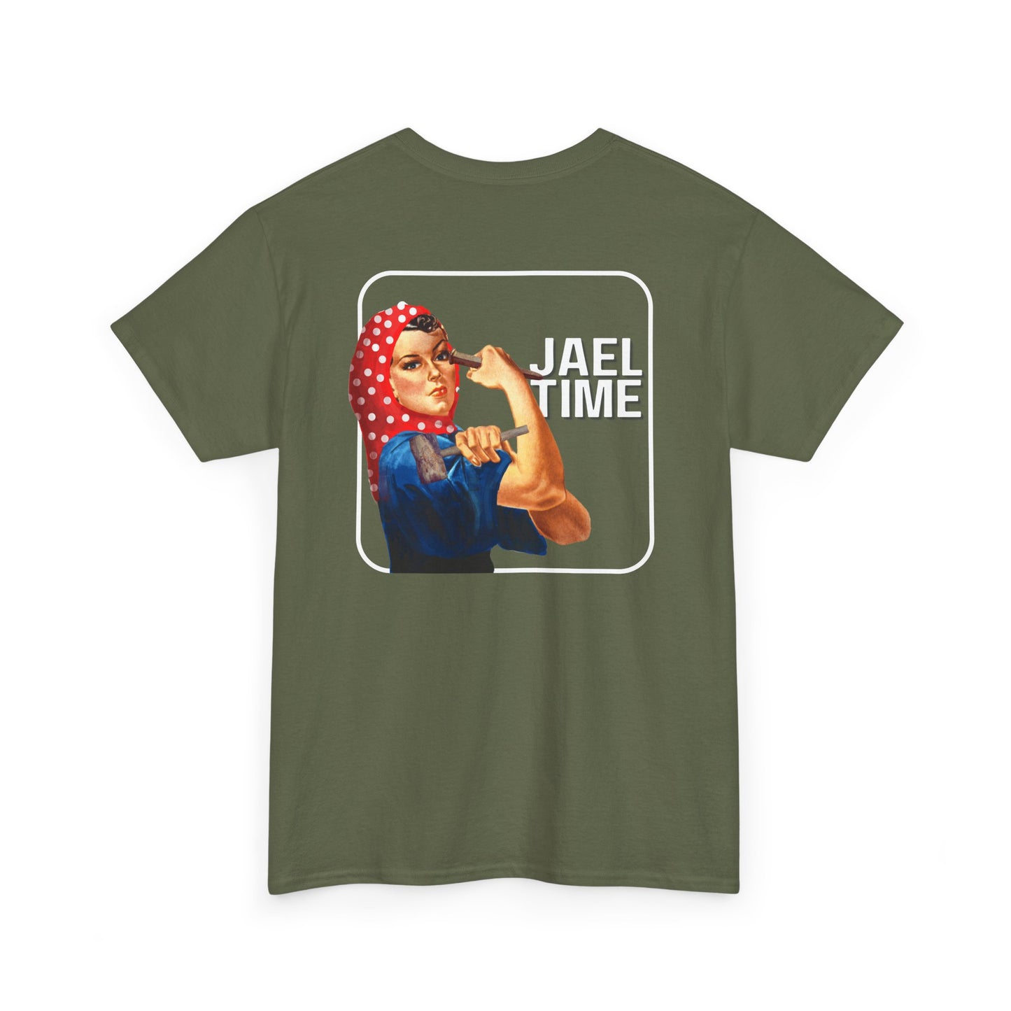 'Jael Time' Humorous Bible Story T-Shirt with Tent Peg and Hammer Design Cotton Tee