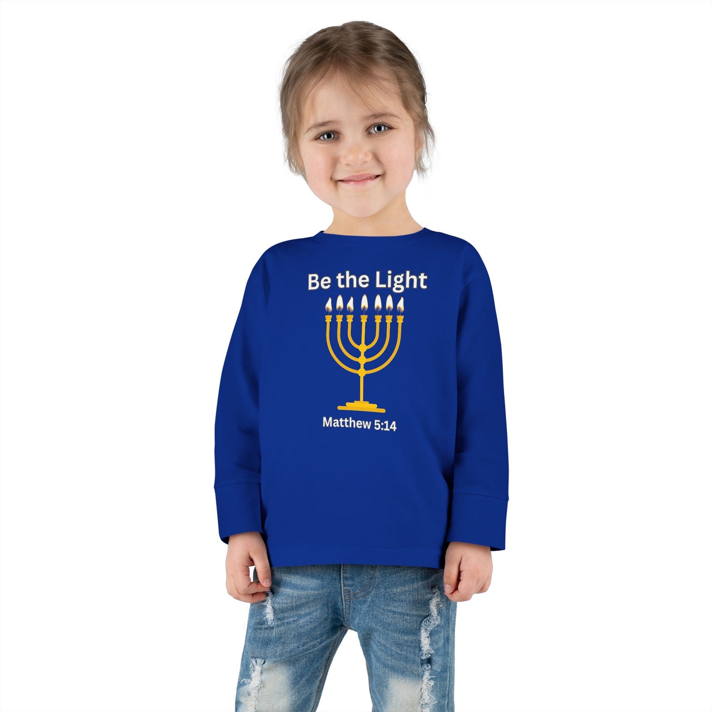 Be the Light Menorah Toddler Long Sleeve Tee