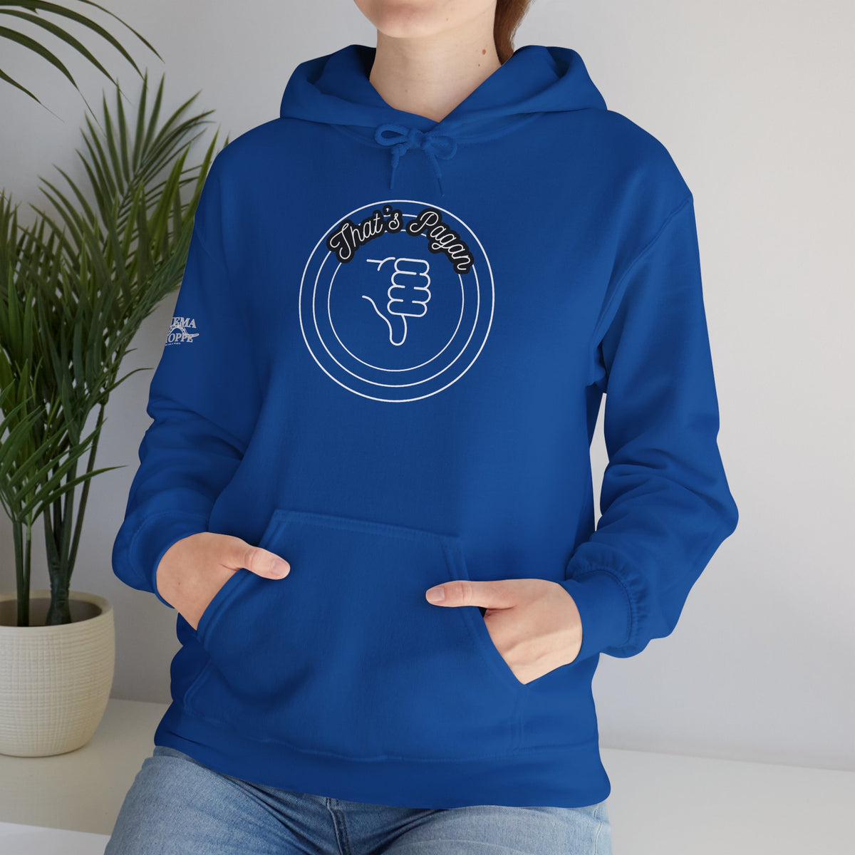 Thar's Pagan Thumbs Down Circle Hoodie — Retro Grunge Anti-Approval Graphic Sweatshirt