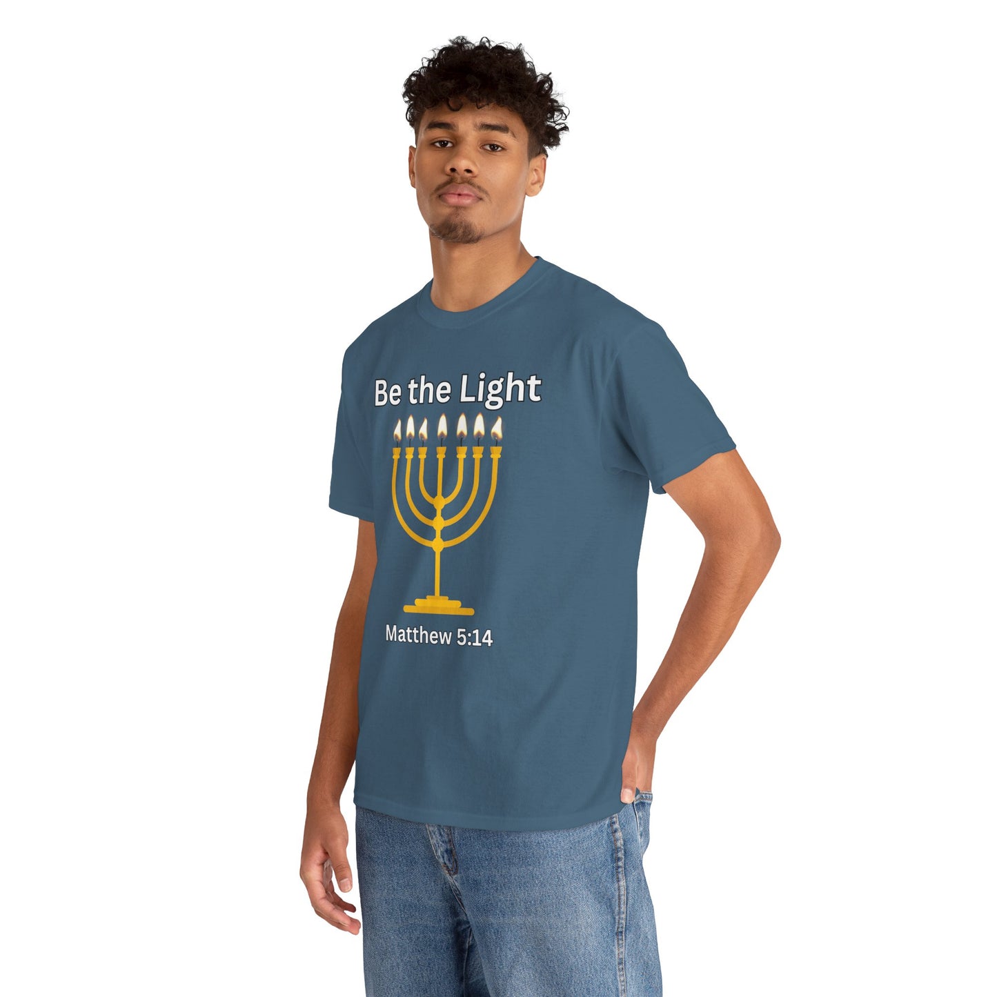 Be the Light Menorah: Unisex Heavy Cotton Tee Matthew 5:14