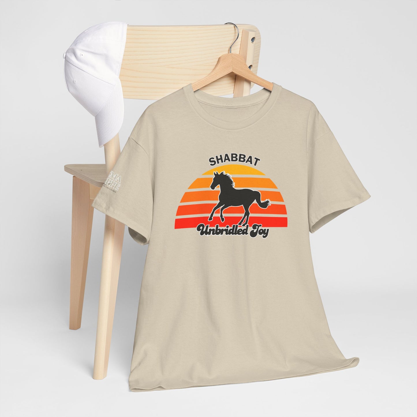 Shabbat Unbridled Joy Tee — Retro Horse Sabbath Sunset T‑Shirt