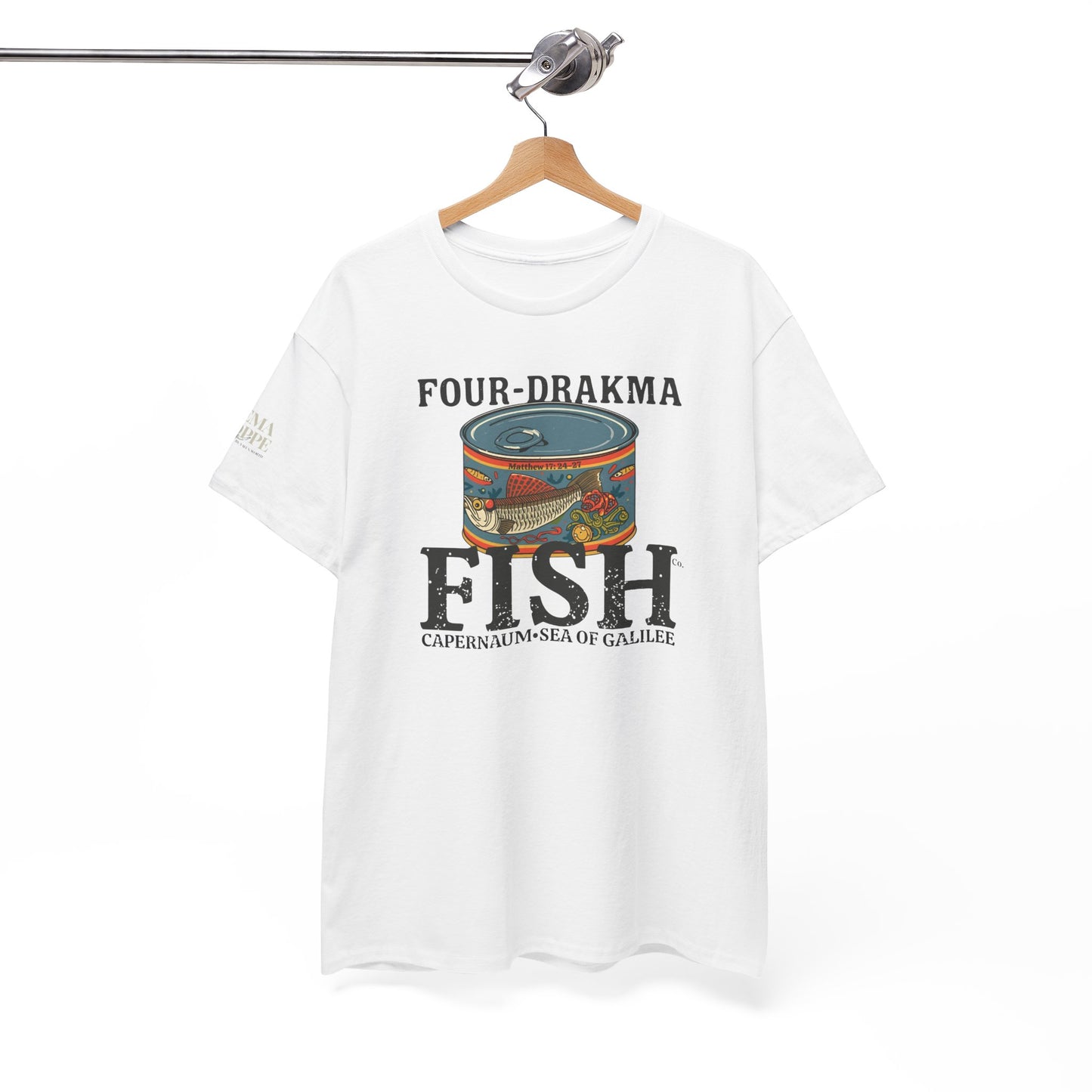 Vintage Four-Drachma Fish Co Matthew 17:24-27 Unisex Tee for Fishermen and Bible Enthusiasts