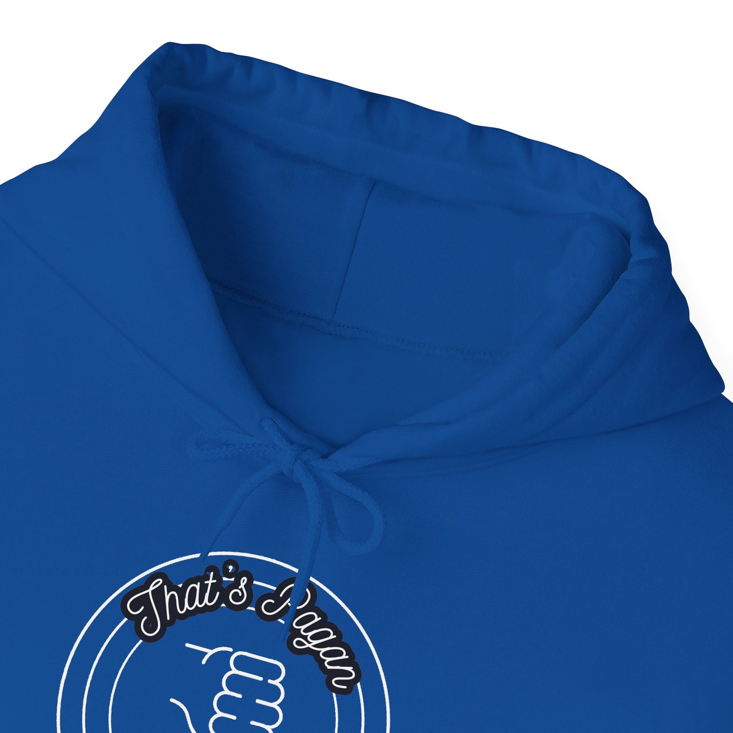 Thar's Pagan Thumbs Down Circle Hoodie — Retro Grunge Anti-Approval Graphic Sweatshirt