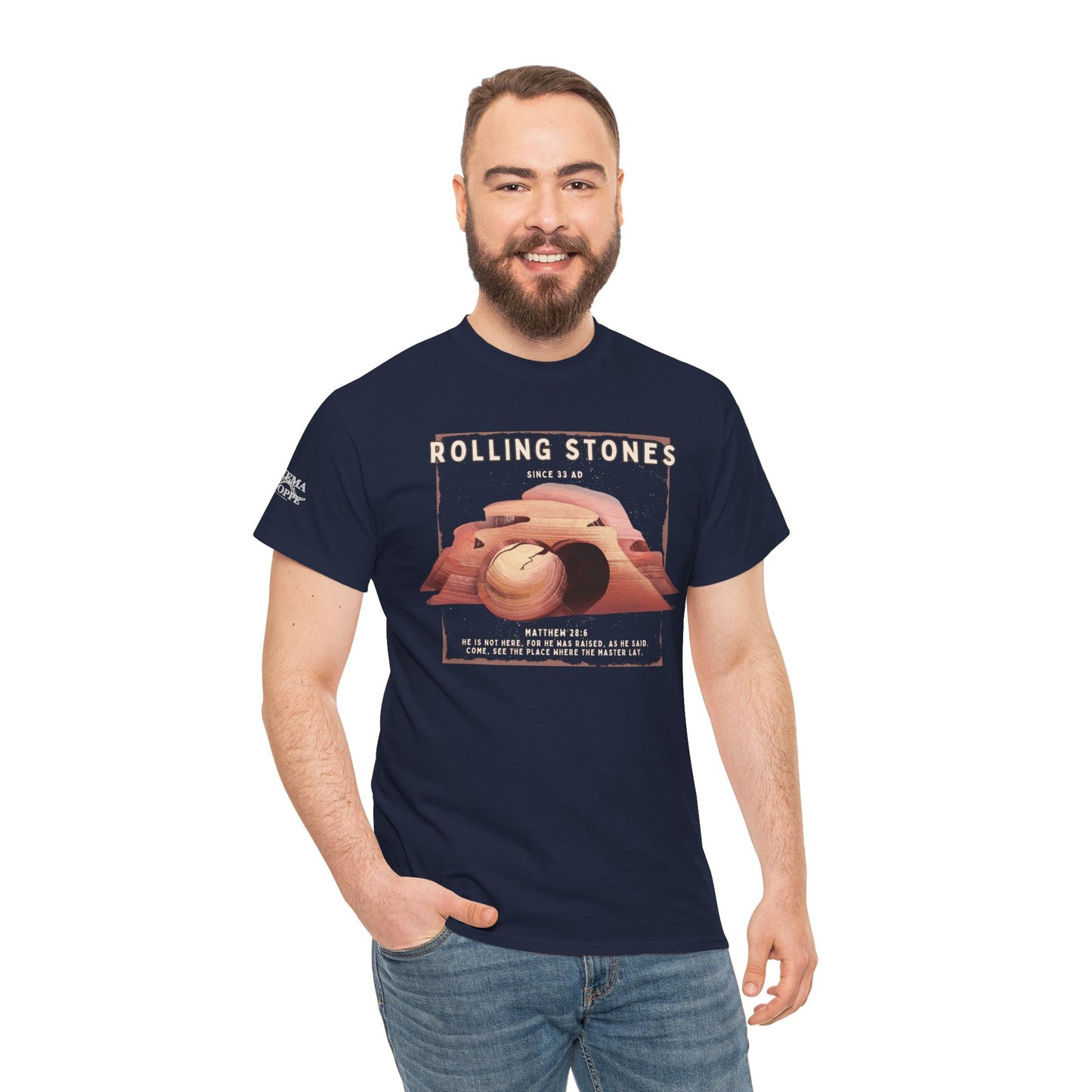 Rolling Stones Since 33 AD Biblical Graphic Tee — "Hebrew Hahas" Vintage Faith Shirt
