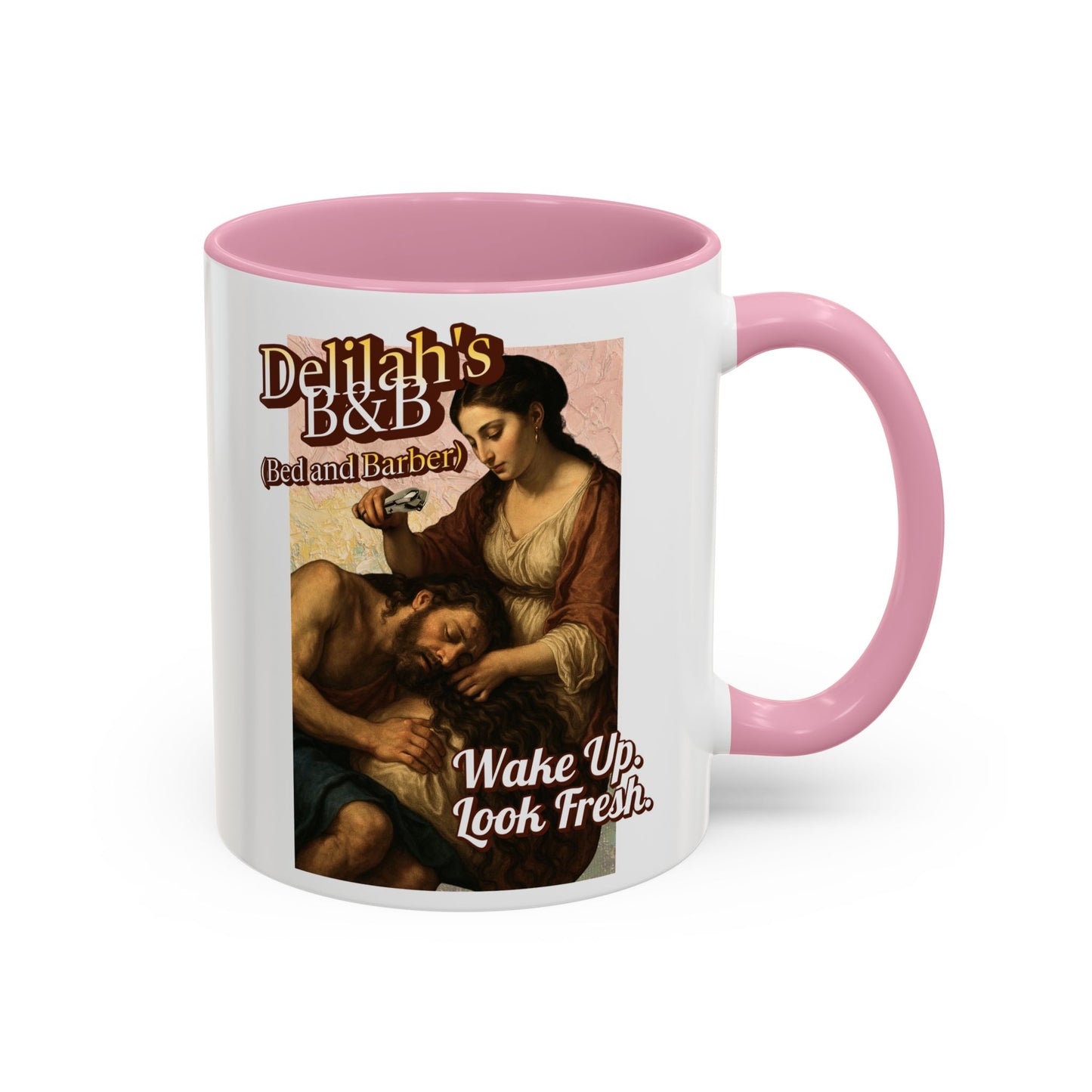 Funny Vintage Sampson Delilah's B&B Coffee Mug Bible Humor
