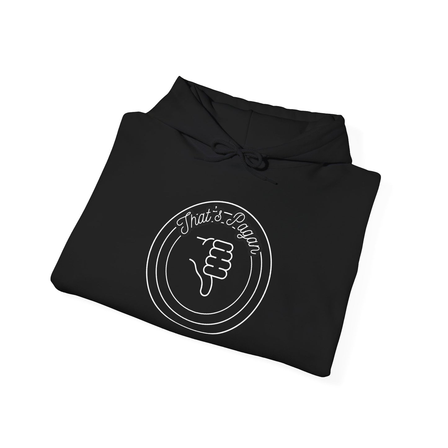 Thar's Pagan Thumbs Down Circle Hoodie — Retro Grunge Anti-Approval Graphic Sweatshirt