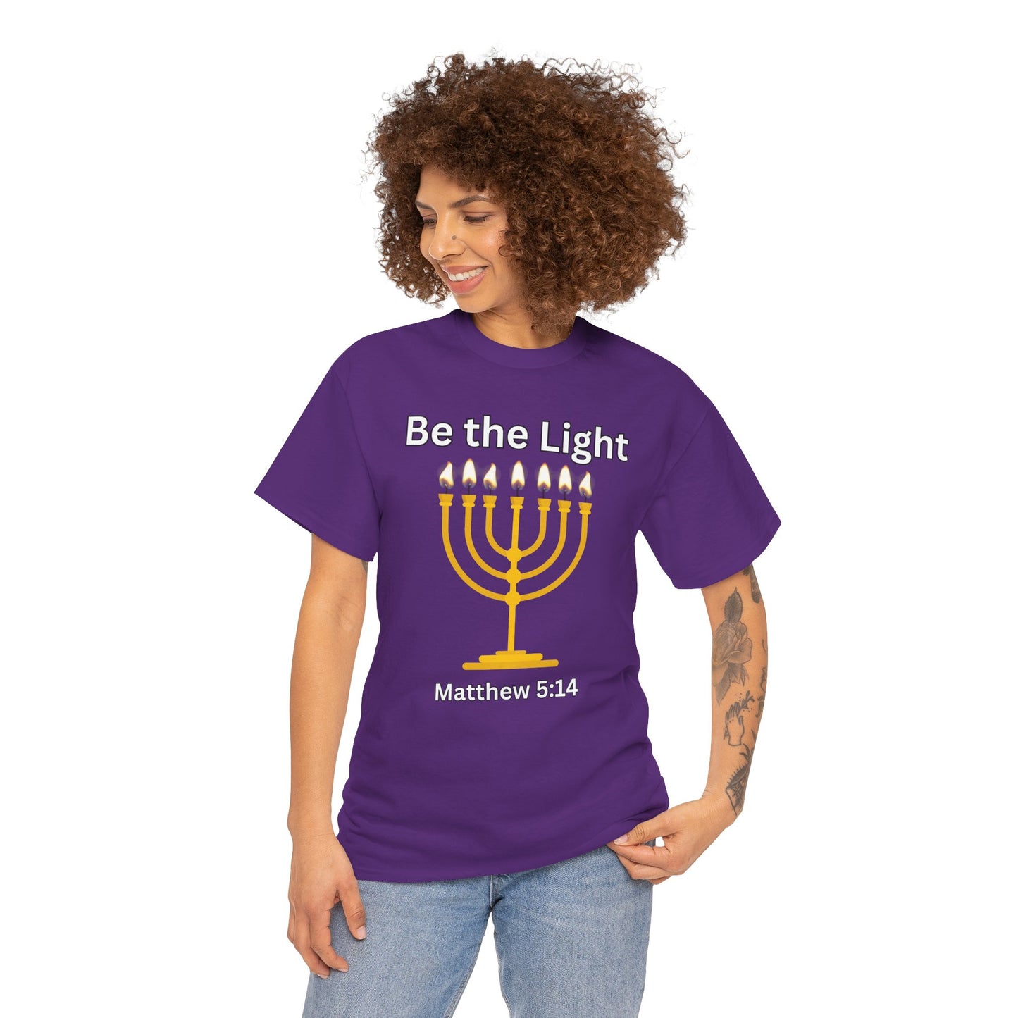 Be the Light Menorah: Unisex Heavy Cotton Tee Matthew 5:14