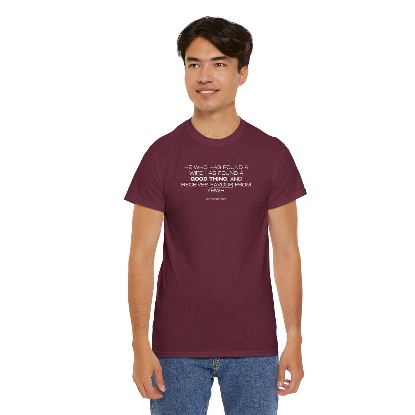Proverbs 18:22 Men's Tee - Engagements, Weddings, Anniversaries- For The Coordinated Couple 100% Cotton