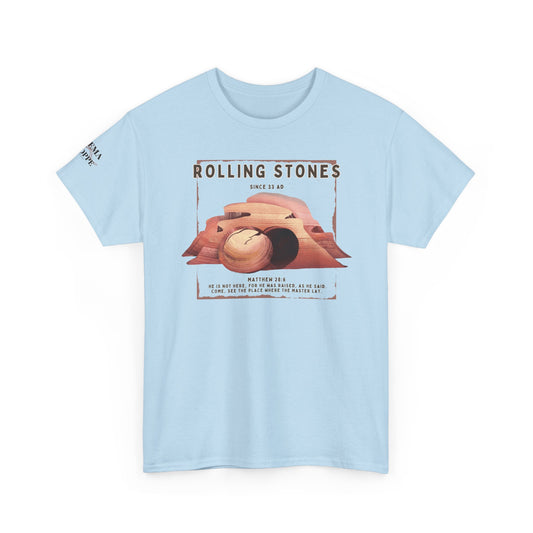 Rolling Stones Since 33 AD Biblical Graphic Tee — "Hebrew Hahas" Vintage Faith Shirt