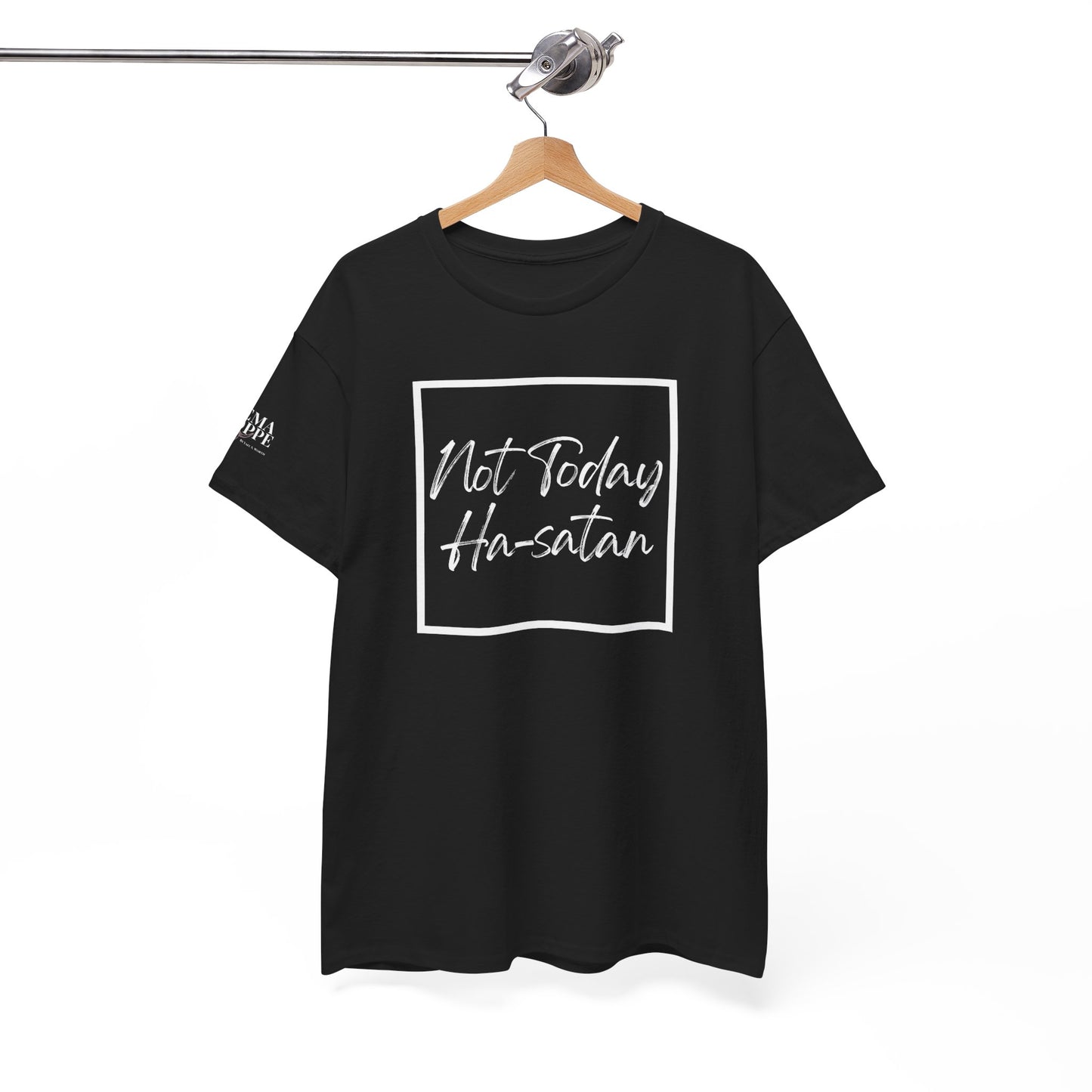"Not Today Ha-satan" Cotton Tee Minimal Script Graphic Tee