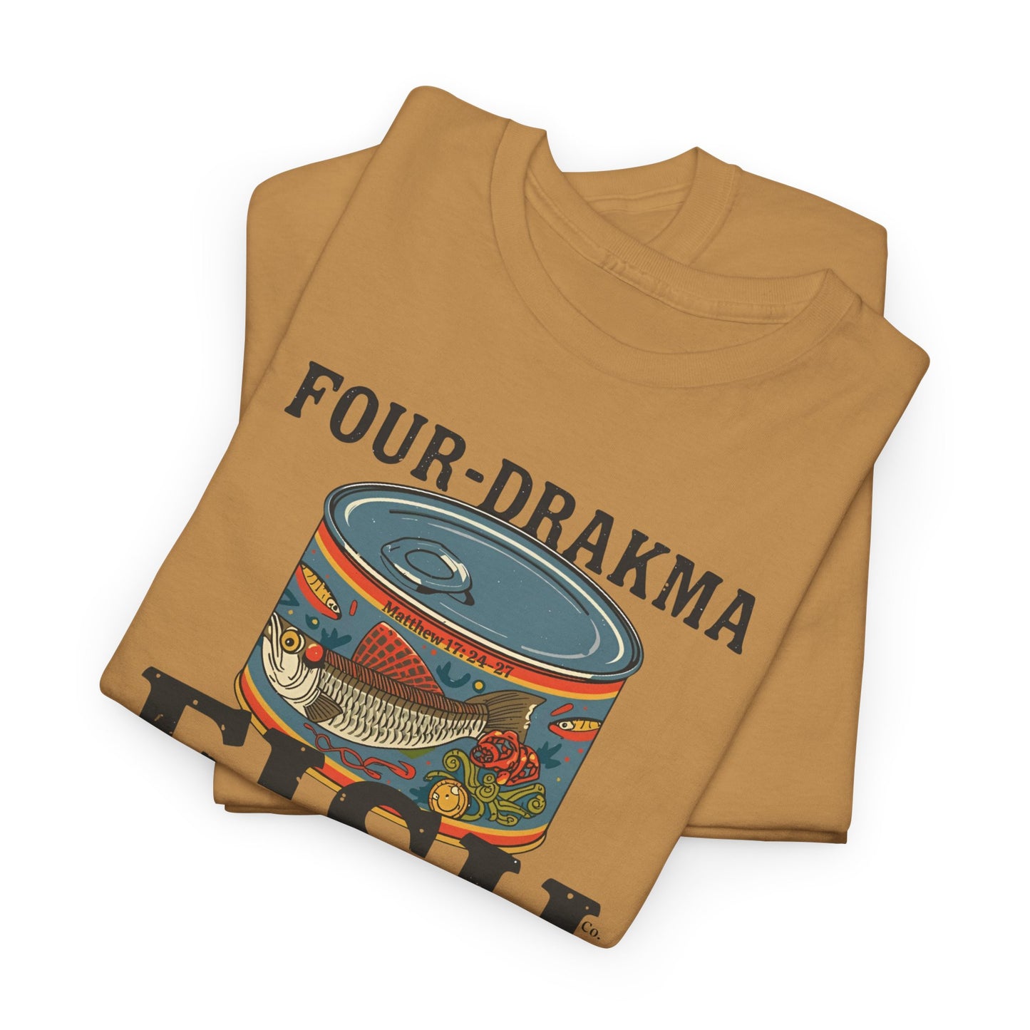Vintage Four-Drachma Fish Co Matthew 17:24-27 Unisex Tee for Fishermen and Bible Enthusiasts