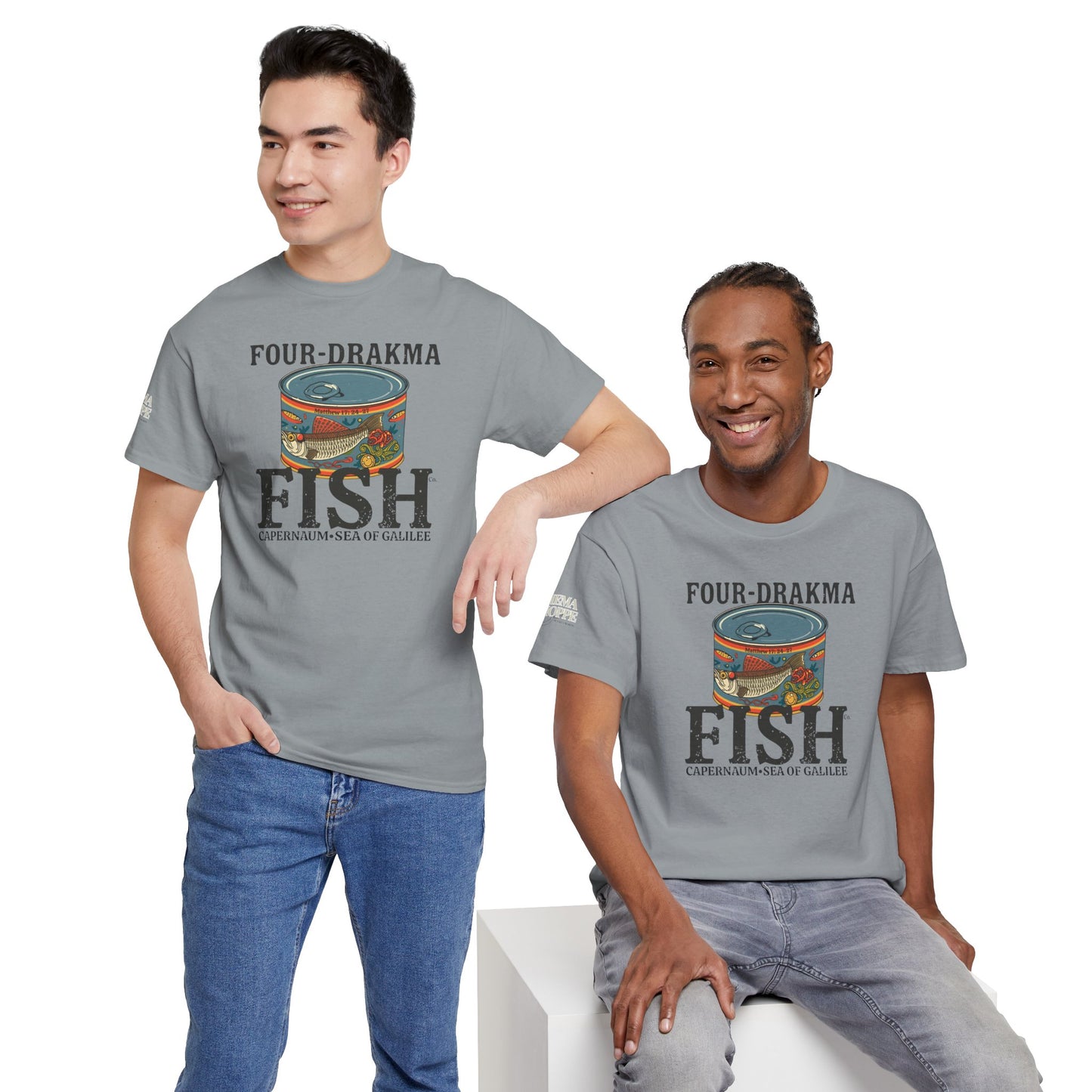 Vintage Four-Drachma Fish Co Matthew 17:24-27 Unisex Tee for Fishermen and Bible Enthusiasts