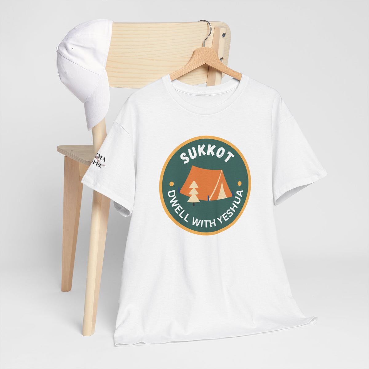Sukkot Camping Tee — “Dwell With Yeshua” Biblical Feast T‑Shirt