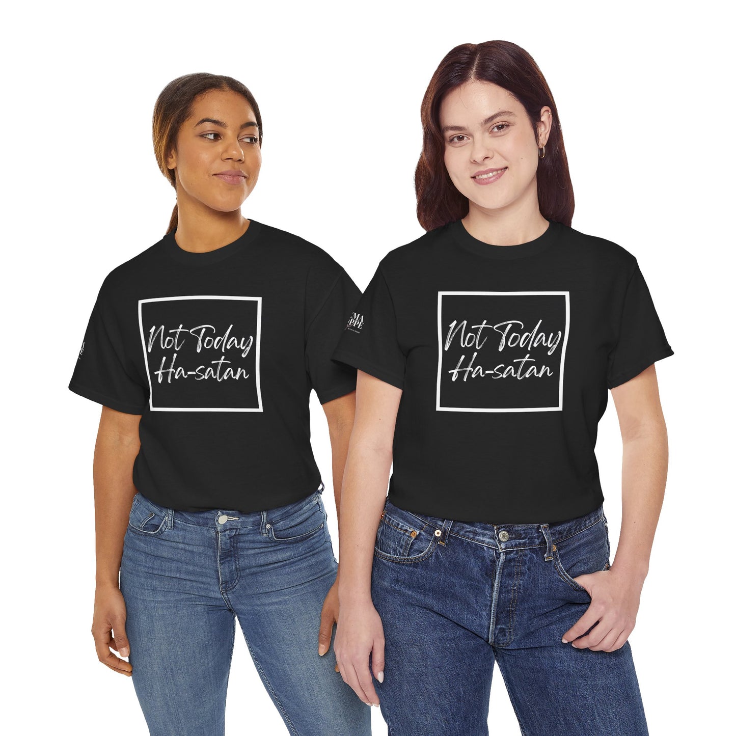 "Not Today Ha-satan" Cotton Tee Minimal Script Graphic Tee