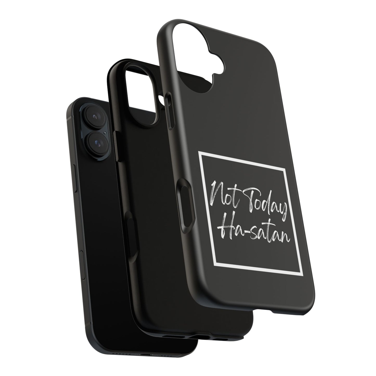 Phone Case- “Not Today Ha-satan” Black Tough Protective Cover Hebrew Humor