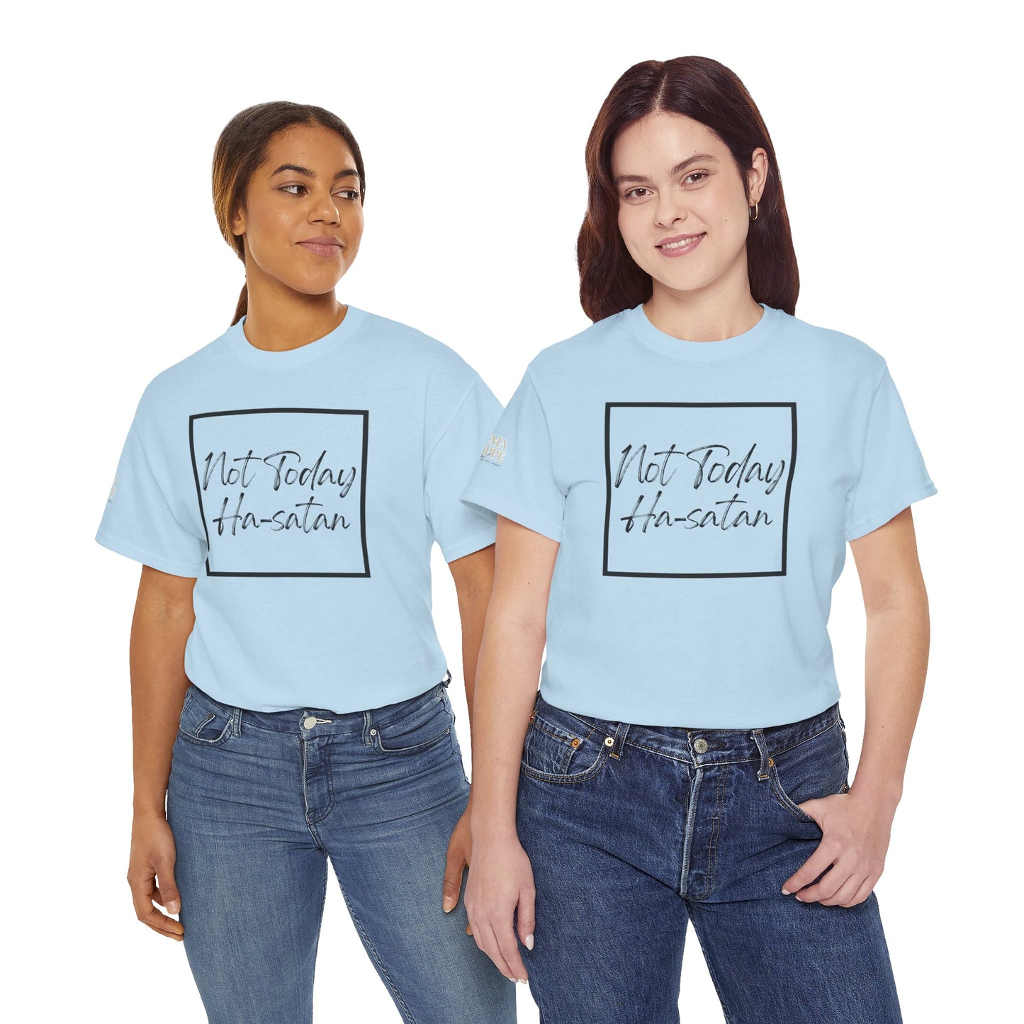 "Not Today Ha-satan" Cotton Tee Minimal Script Graphic Tee