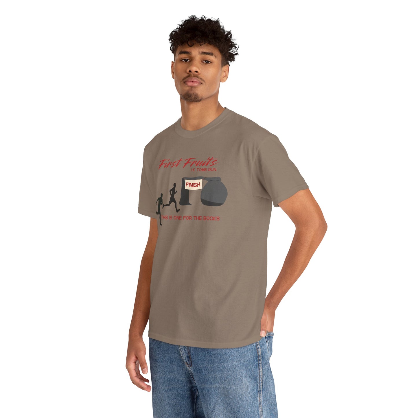 First Fruits 1k Tomb Run Unisex Tee - Funny Biblical Design