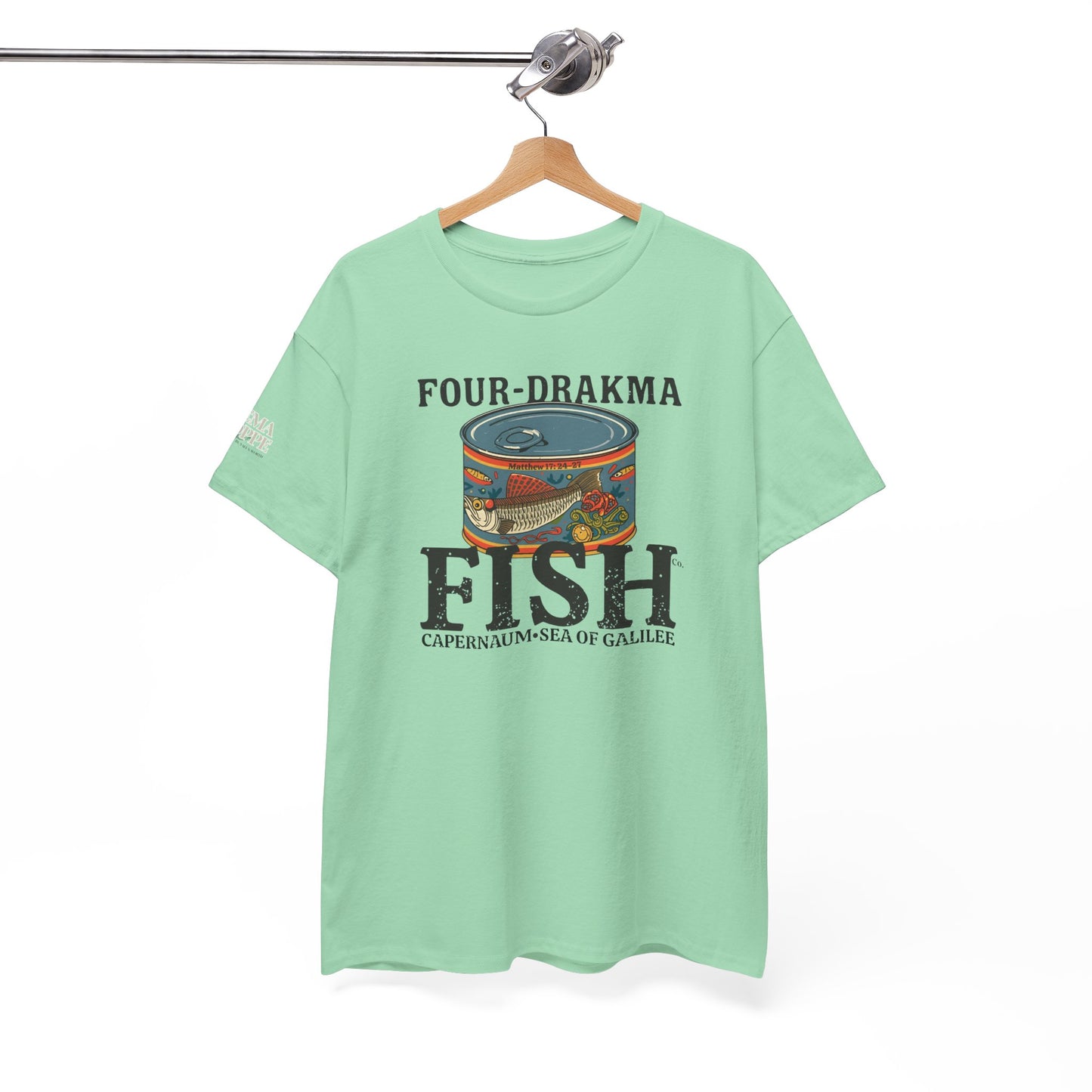 Vintage Four-Drachma Fish Co Matthew 17:24-27 Unisex Tee for Fishermen and Bible Enthusiasts
