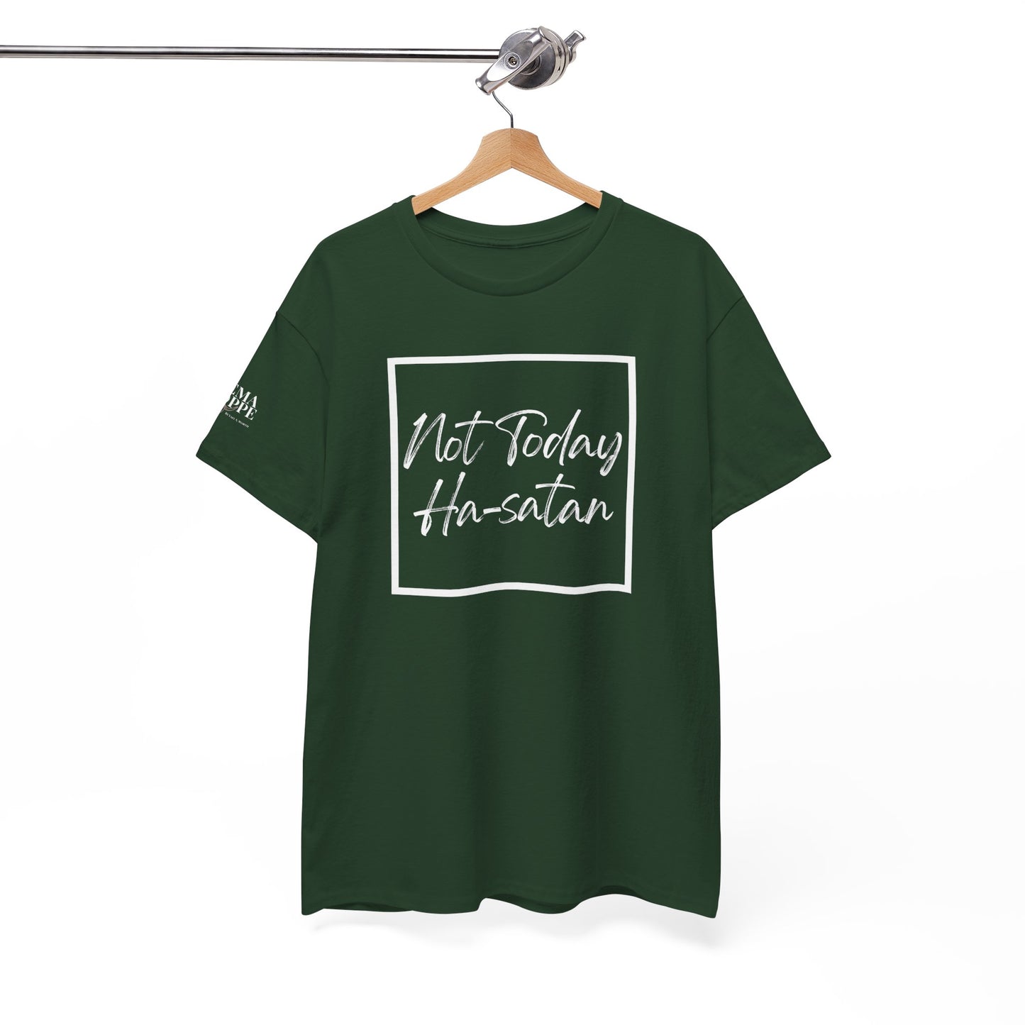 "Not Today Ha-satan" Cotton Tee Minimal Script Graphic Tee