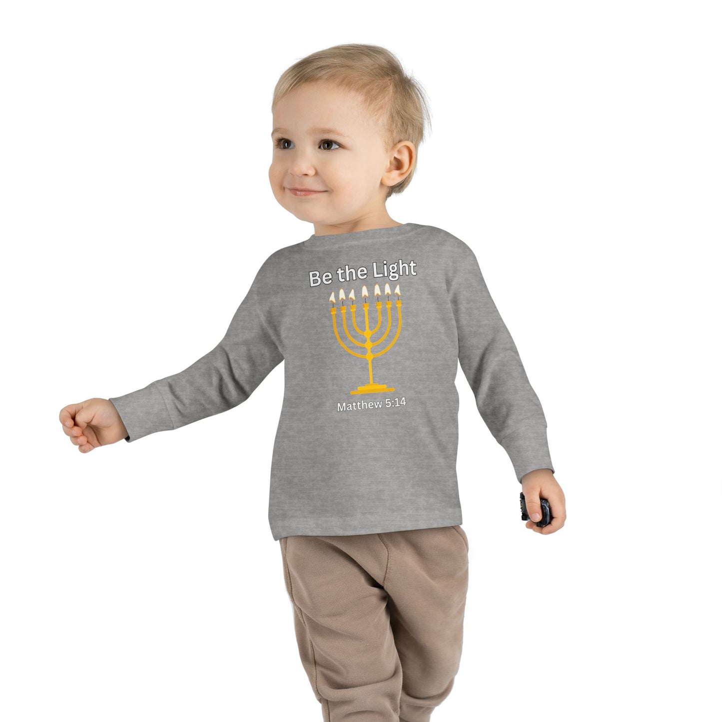 Be the Light Menorah Toddler Long Sleeve Tee