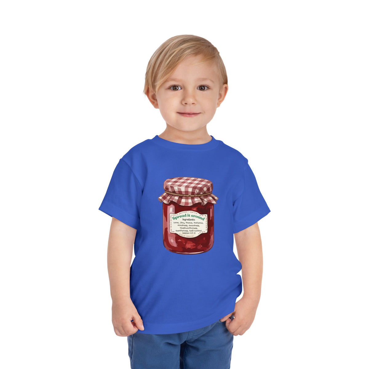Fruit Of The Spirit "Spread it around" Jam Jar Toddler Tee — Cute Fruit Preserves Graphic Shirt For Bible Kids
