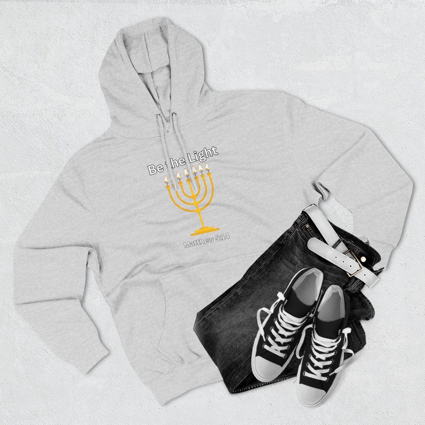 Be The Light Menorah Three-Panel Fleece Hoodie