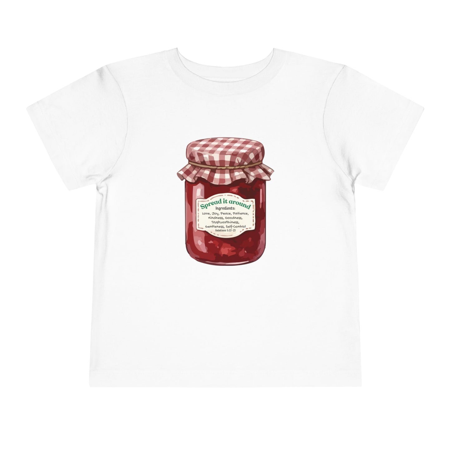 Fruit Of The Spirit "Spread it around" Jam Jar Toddler Tee — Cute Fruit Preserves Graphic Shirt For Bible Kids