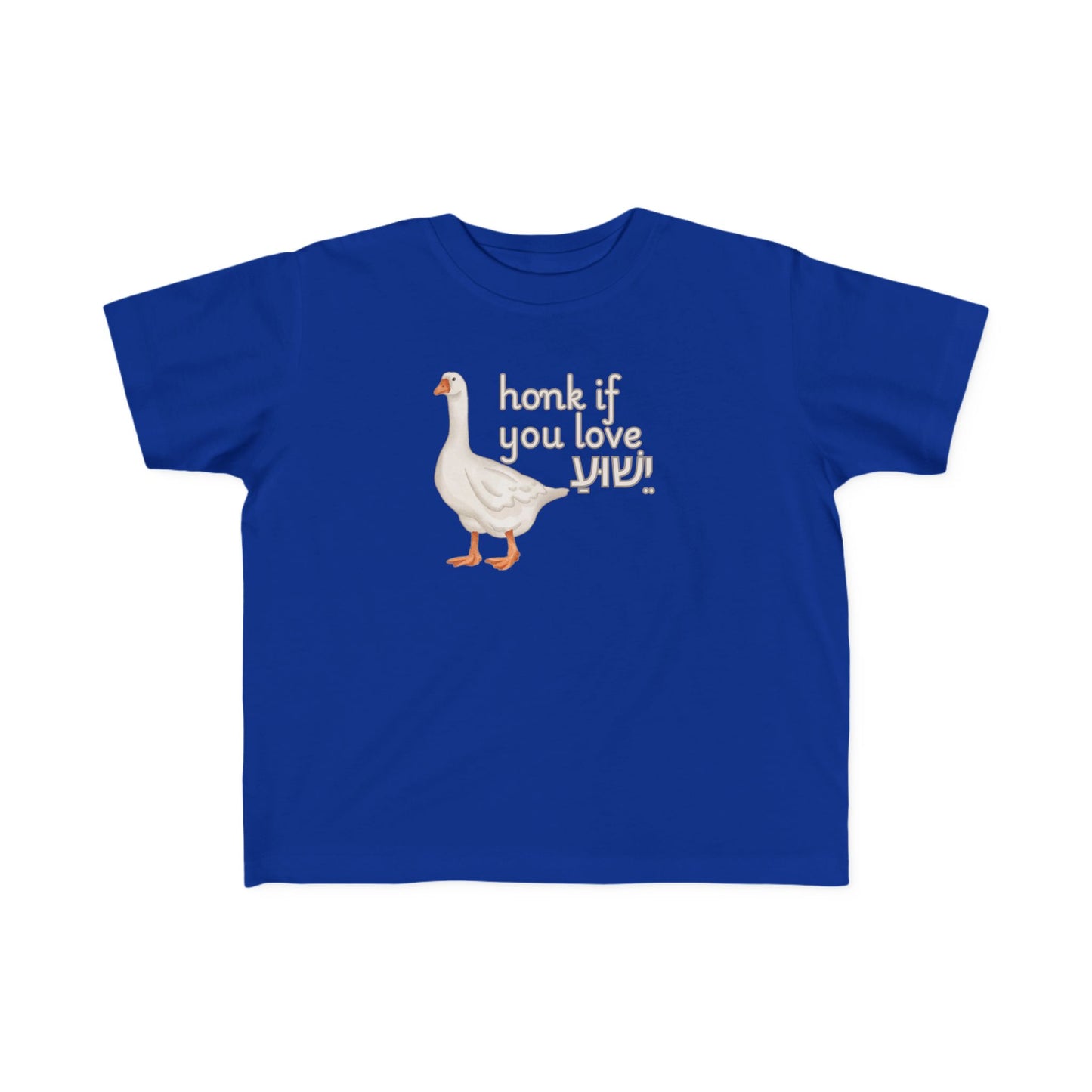 Torah Toddler Goose Tee — "Honk If You Love Yeshua" Cute Animal Baby Shirt (Canada)