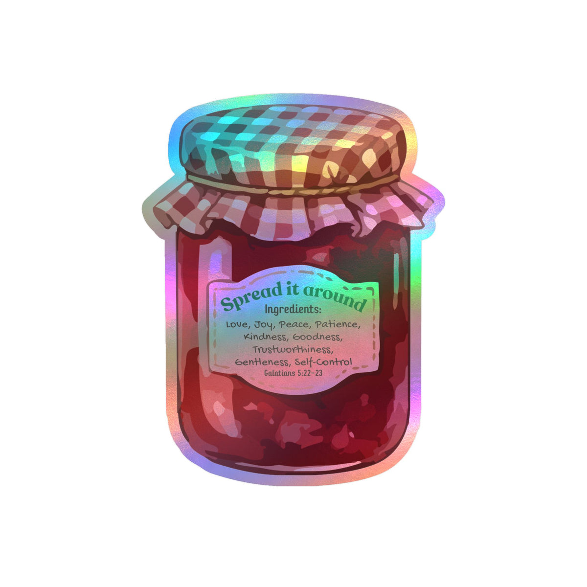 Jam Jar Fruit Of The Spirit Biblical Vinyl Sticker – “Spread It Around” Inspirational Kiss-Cut Decal