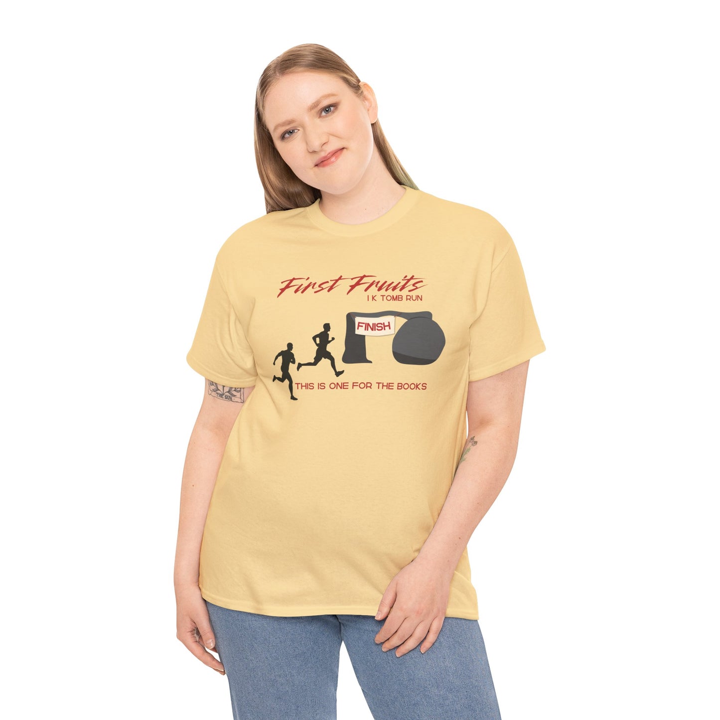 First Fruits 1k Tomb Run Unisex Tee - Funny Biblical Design