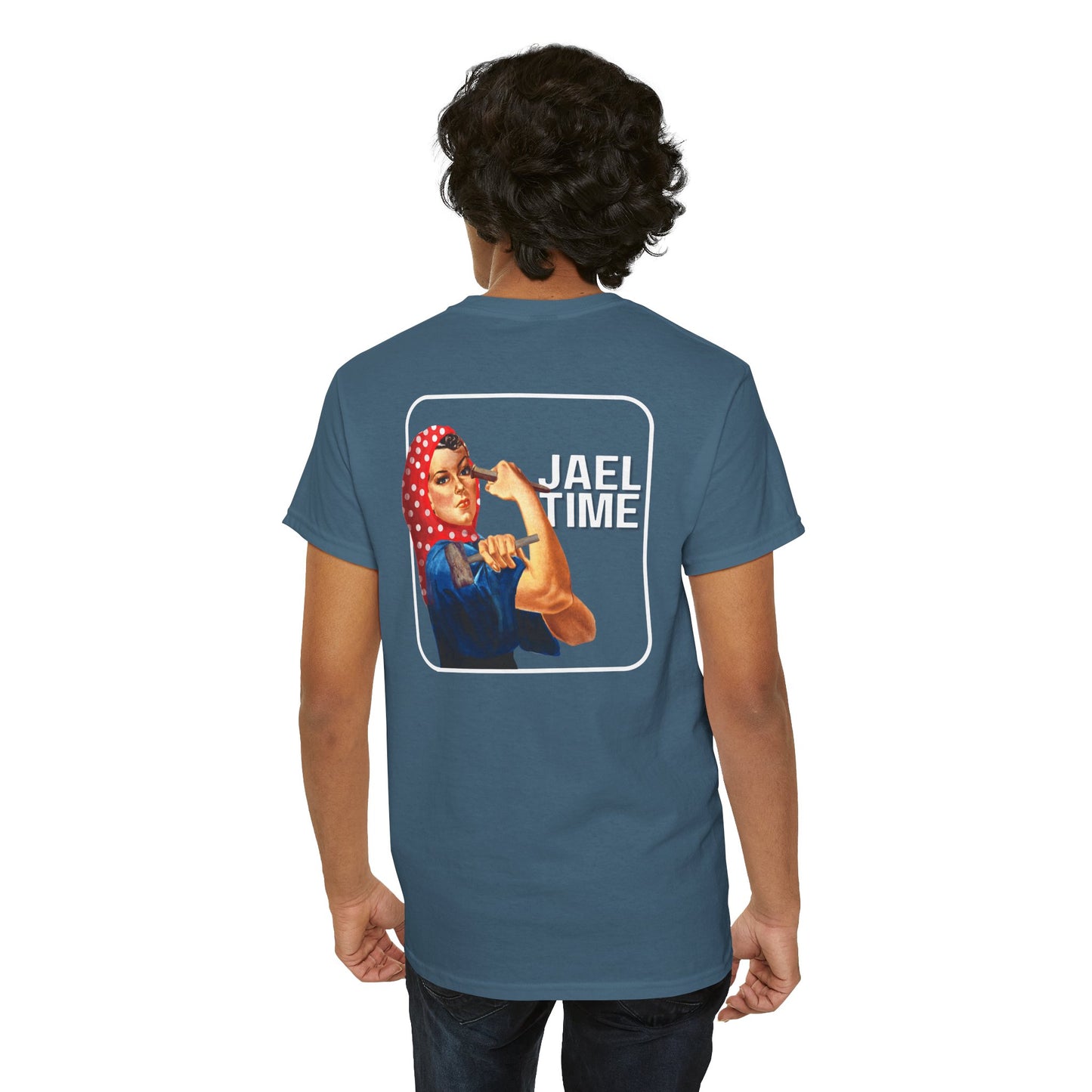 'Jael Time' Humorous Bible Story T-Shirt with Tent Peg and Hammer Design Cotton Tee