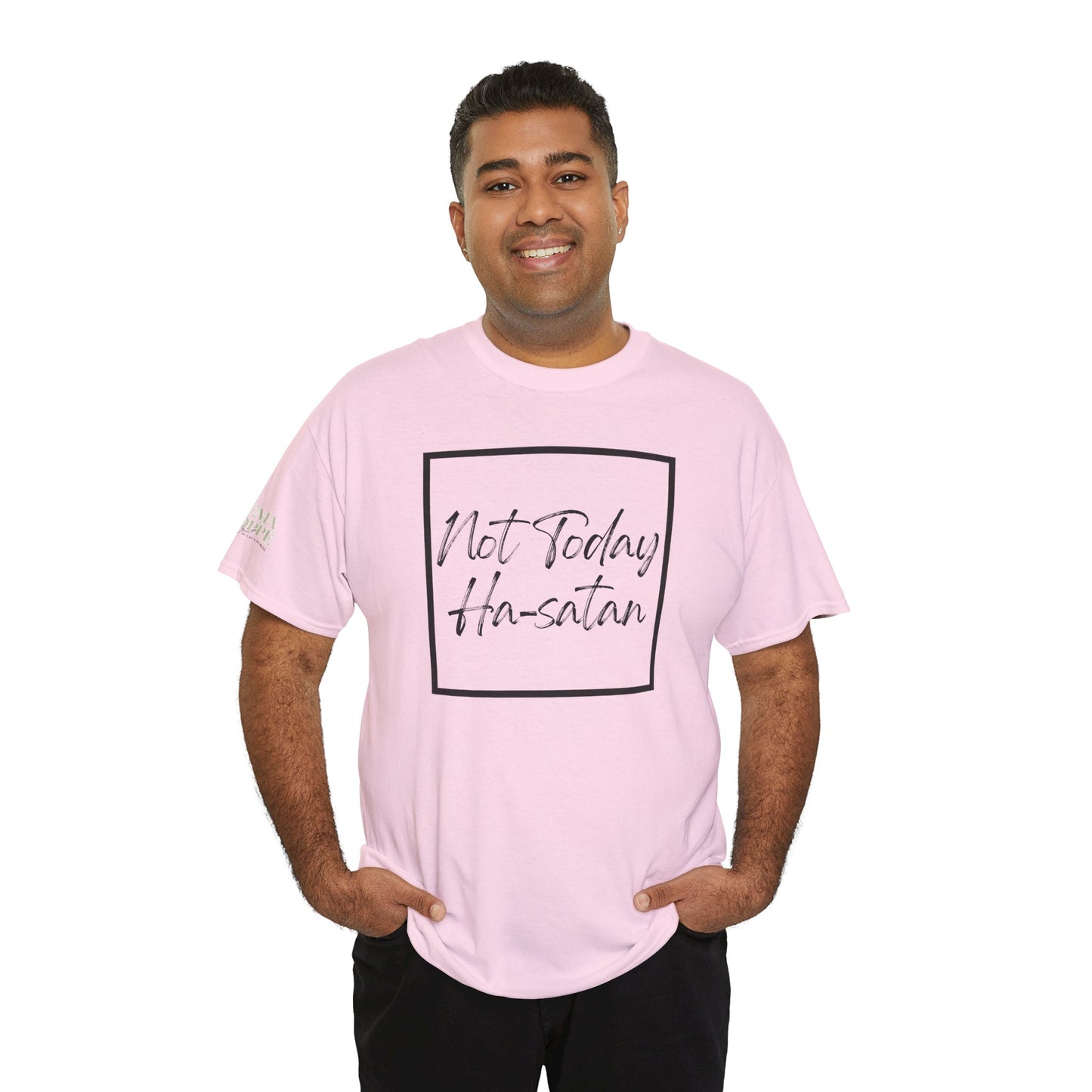 "Not Today Ha-satan" Cotton Tee Minimal Script Graphic Tee