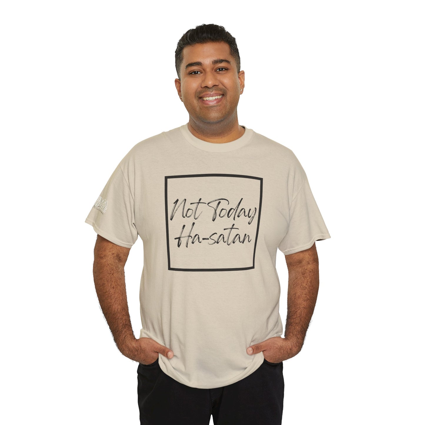 "Not Today Ha-satan" Cotton Tee Minimal Script Graphic Tee
