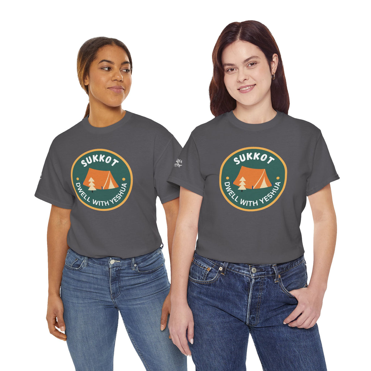 Sukkot Camping Tee — “Dwell With Yeshua” Biblical Feast T‑Shirt