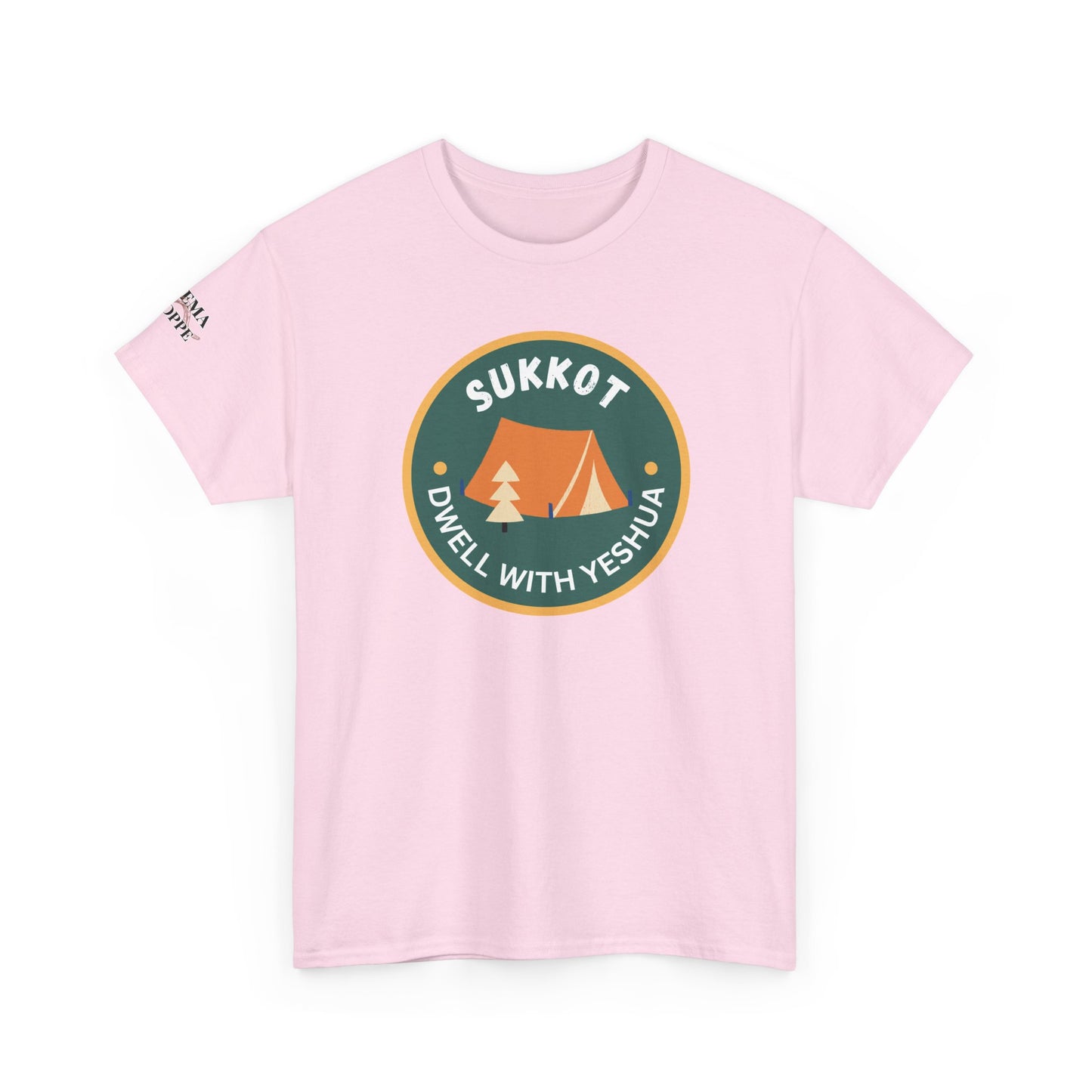 Sukkot Camping Tee — “Dwell With Yeshua” Biblical Feast T‑Shirt