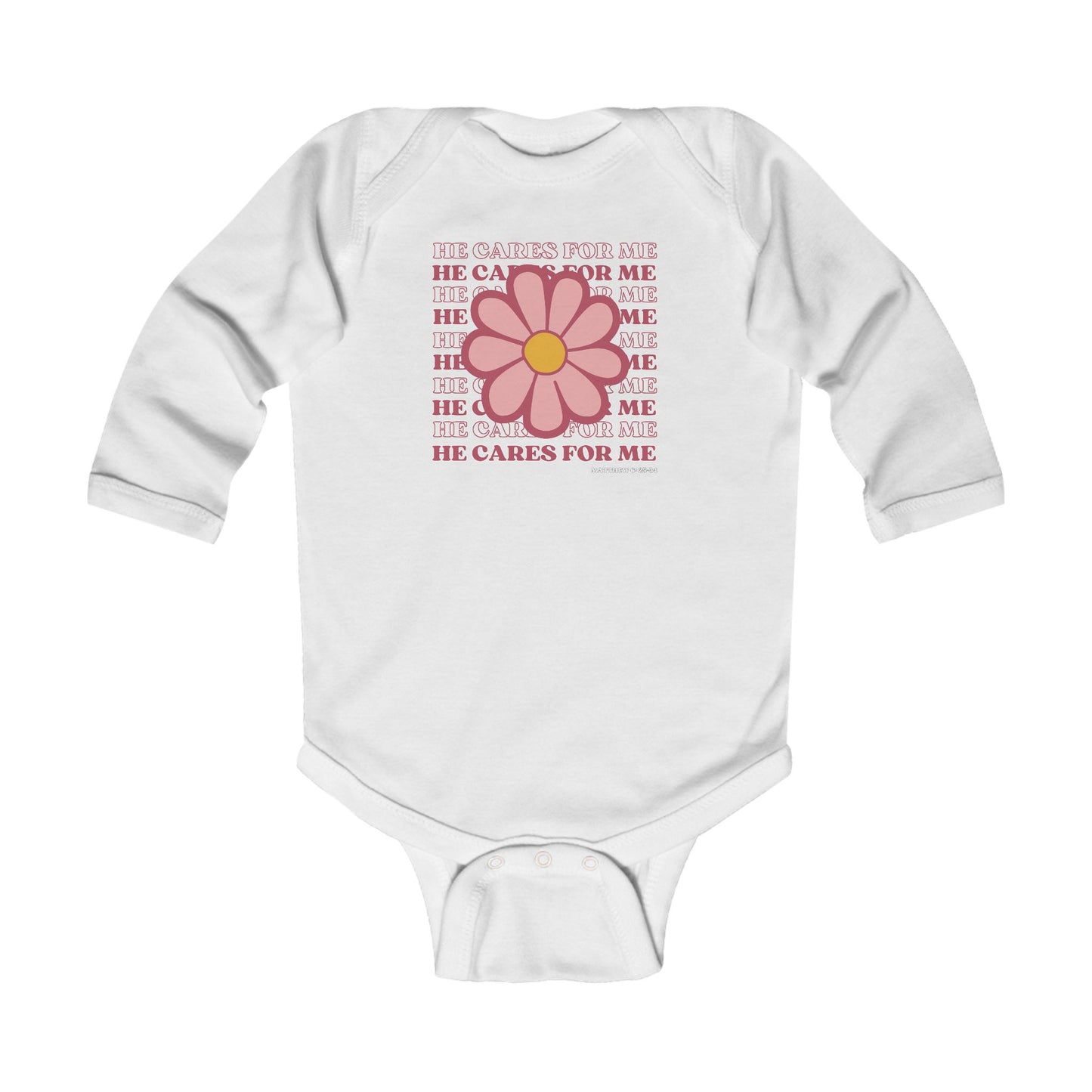 He Cares For Me- Infant Long Sleeve Bodysuit