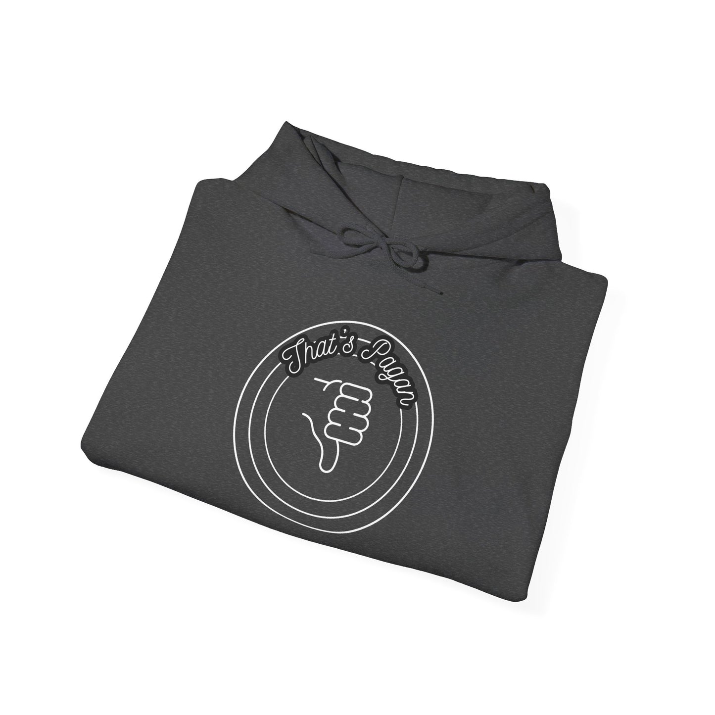Thar's Pagan Thumbs Down Circle Hoodie — Retro Grunge Anti-Approval Graphic Sweatshirt