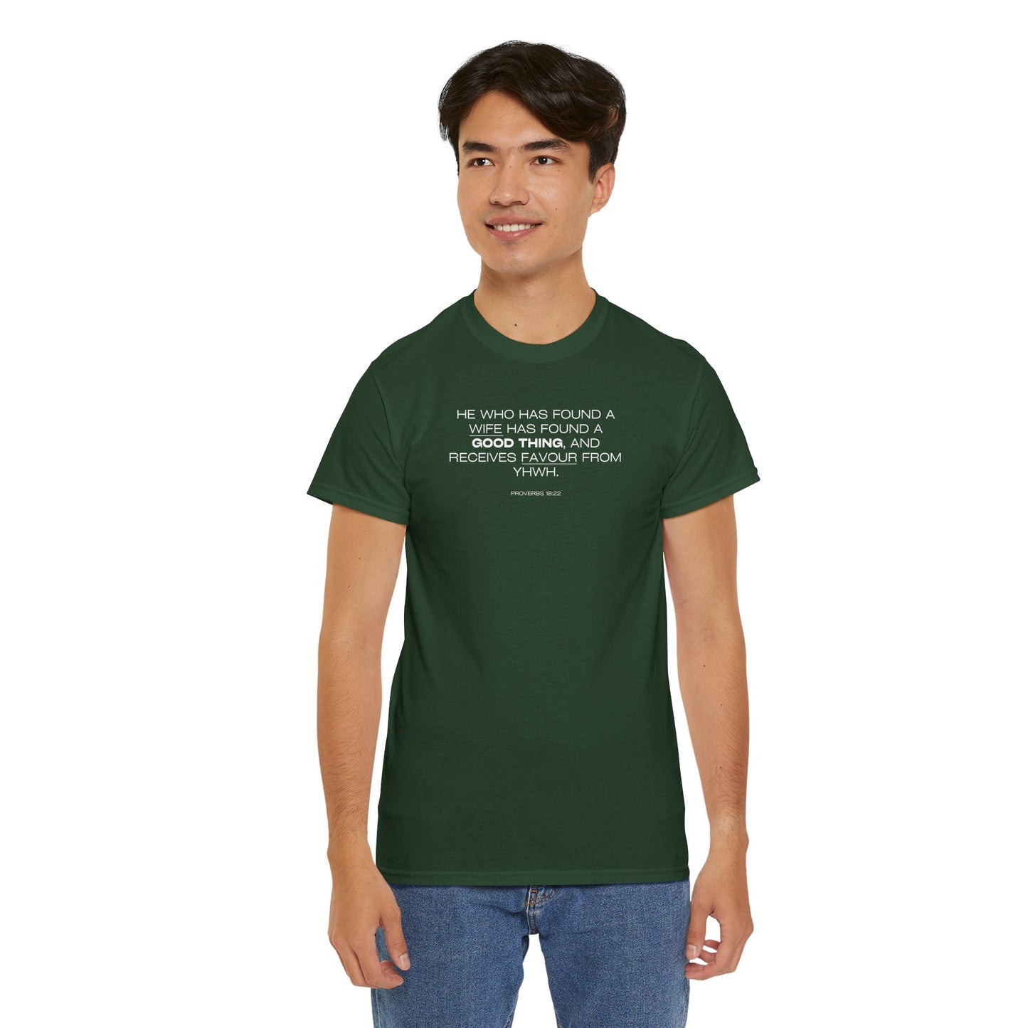 Proverbs 18:22 Men's Tee - Engagements, Weddings, Anniversaries- For The Coordinated Couple 100% Cotton