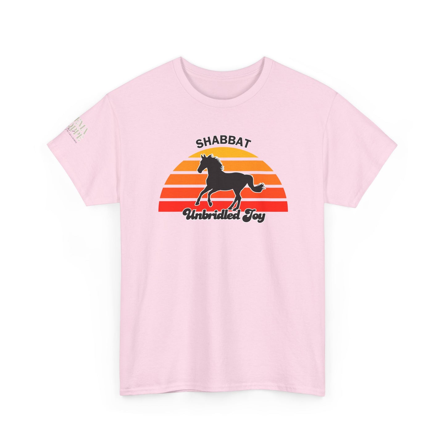 Shabbat Unbridled Joy Tee — Retro Horse Sabbath Sunset T‑Shirt