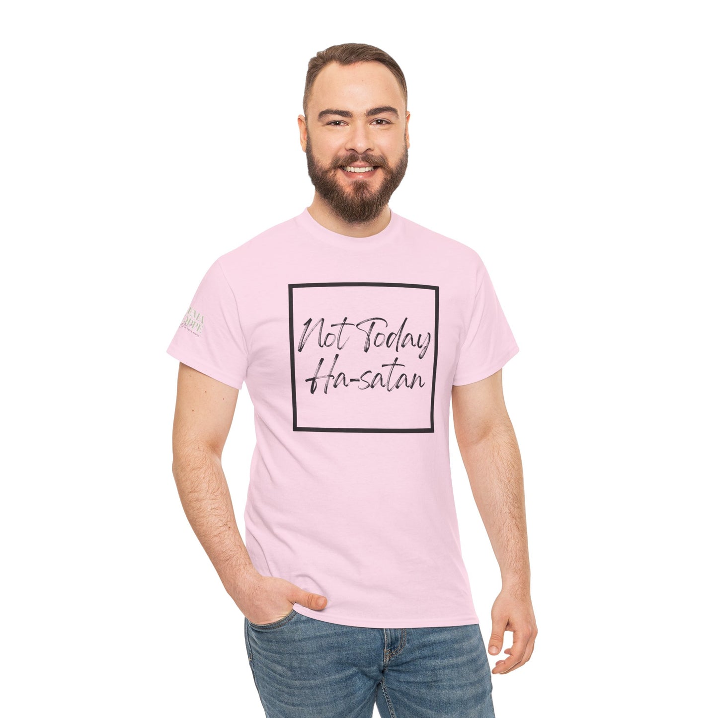 "Not Today Ha-satan" Cotton Tee Minimal Script Graphic Tee