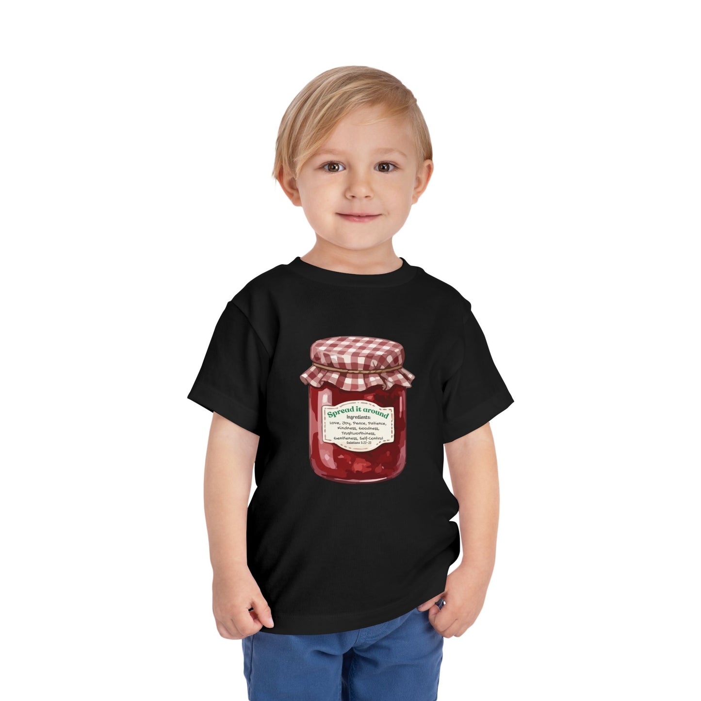 Fruit Of The Spirit "Spread it around" Jam Jar Toddler Tee — Cute Fruit Preserves Graphic Shirt For Bible Kids