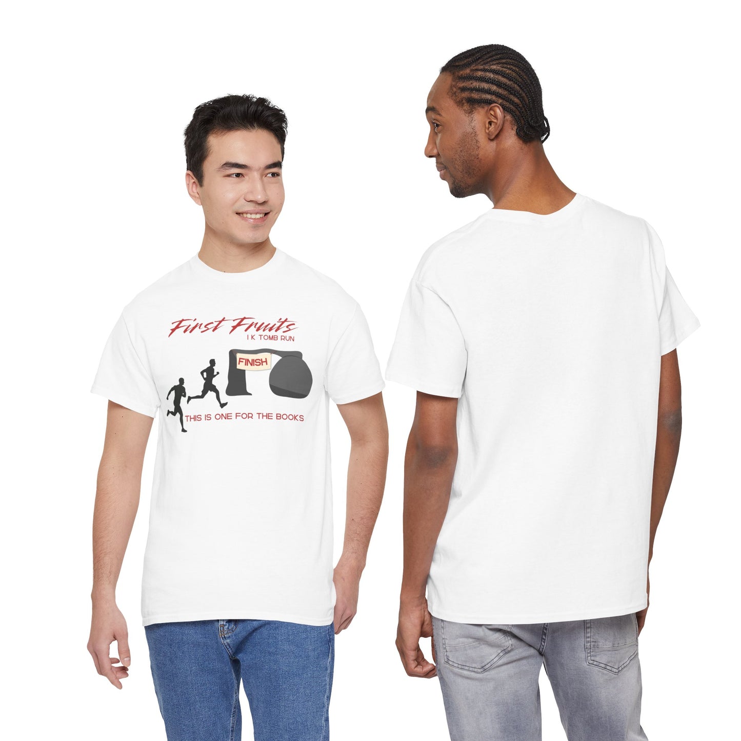 First Fruits 1k Tomb Run Unisex Tee - Funny Biblical Design