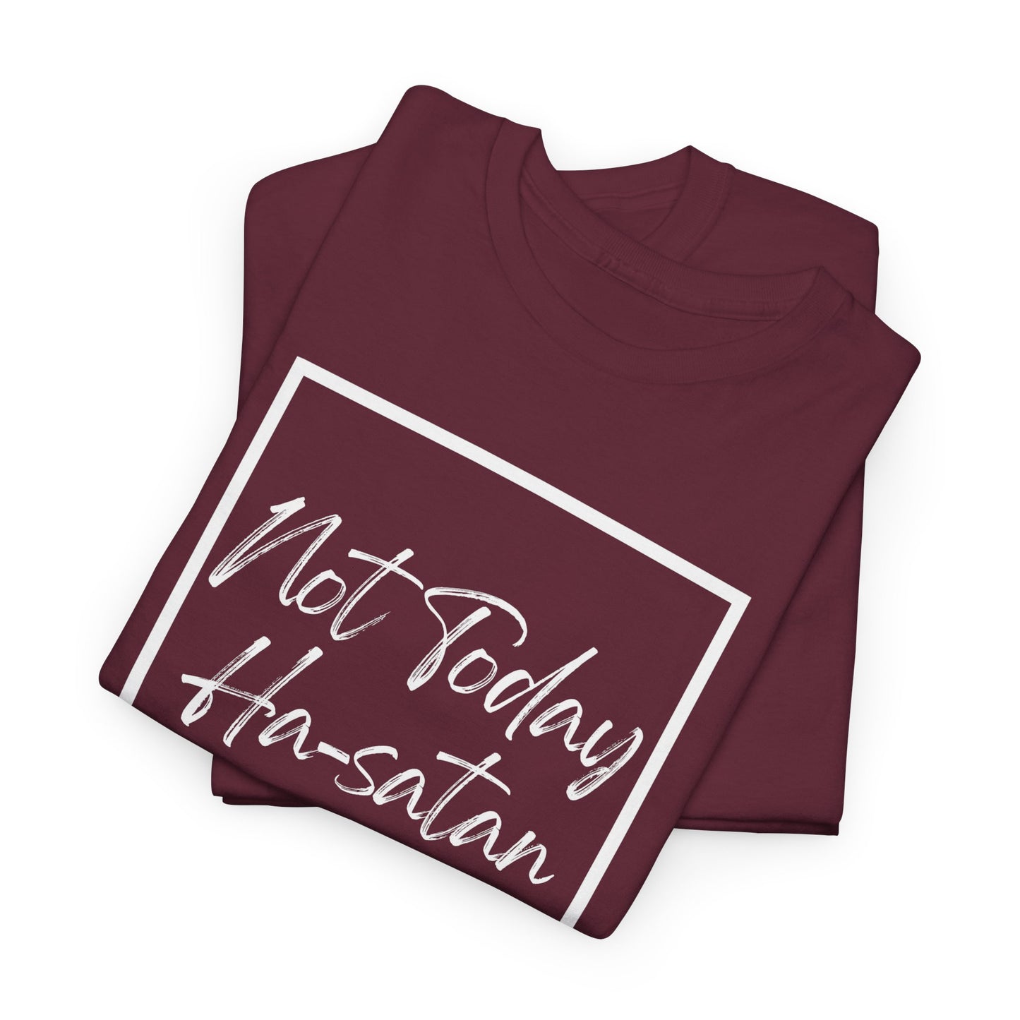 "Not Today Ha-satan" Cotton Tee Minimal Script Graphic Tee