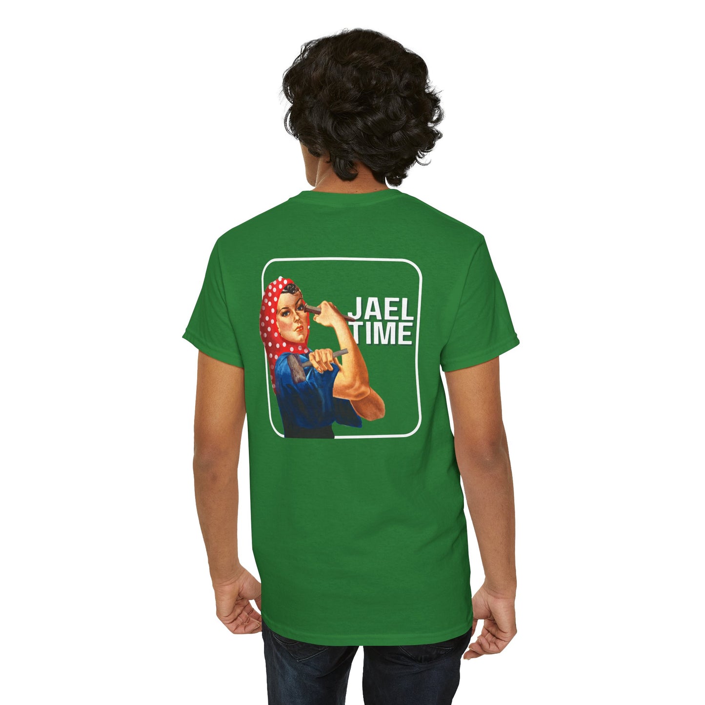 'Jael Time' Humorous Bible Story T-Shirt with Tent Peg and Hammer Design Cotton Tee