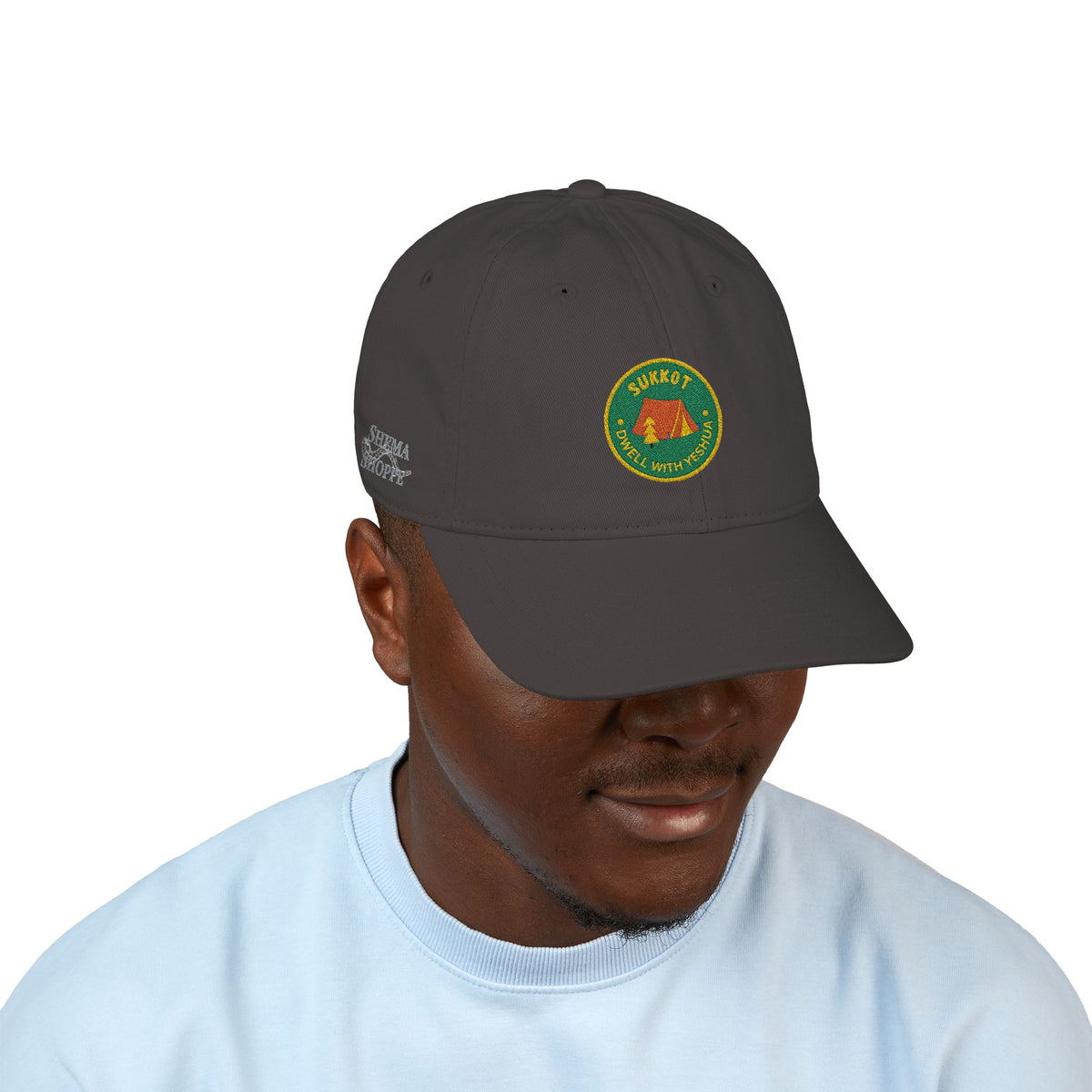 Organic Embroidered Sukkot With Yeshua Baseball Cap — Green Tent Patch