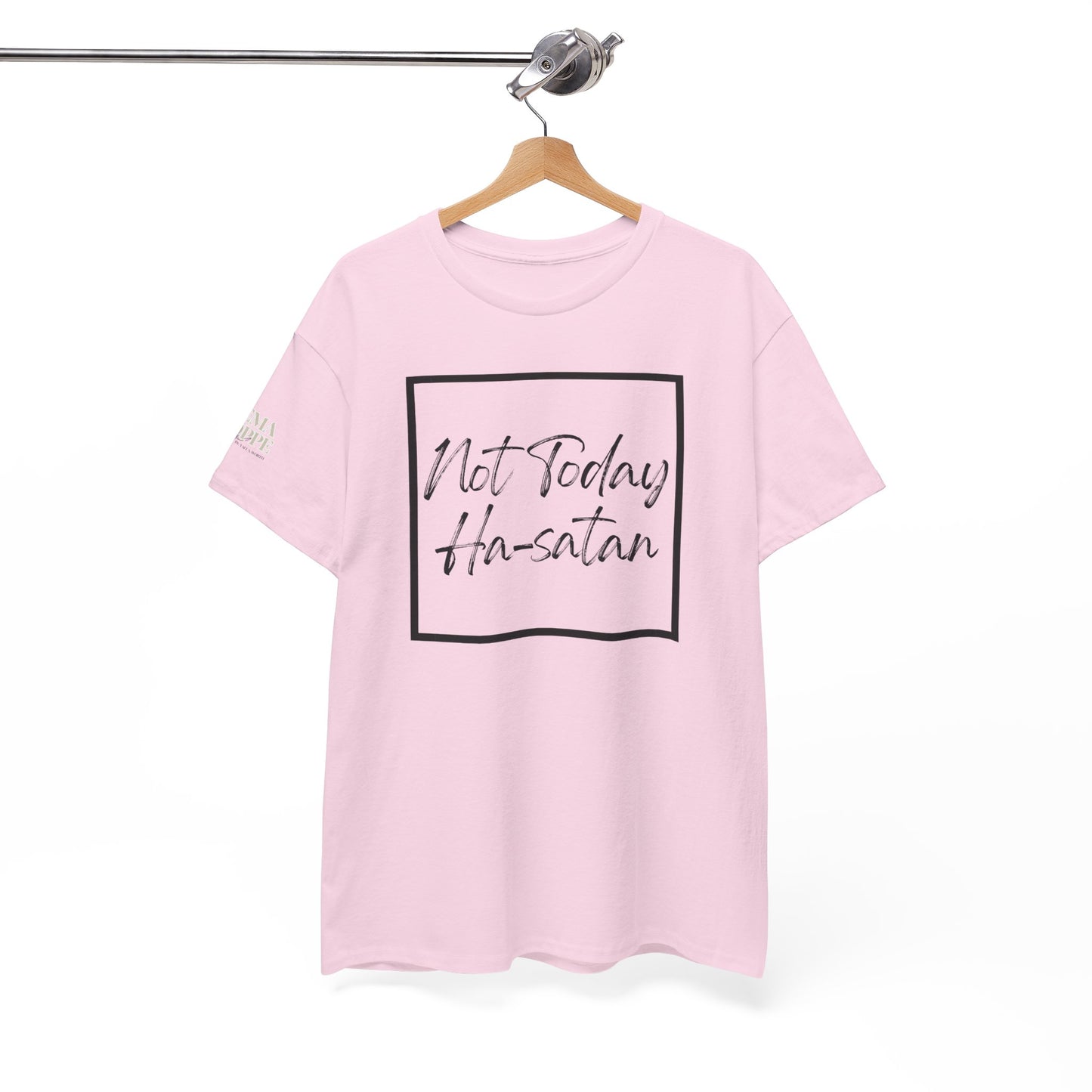"Not Today Ha-satan" Cotton Tee Minimal Script Graphic Tee