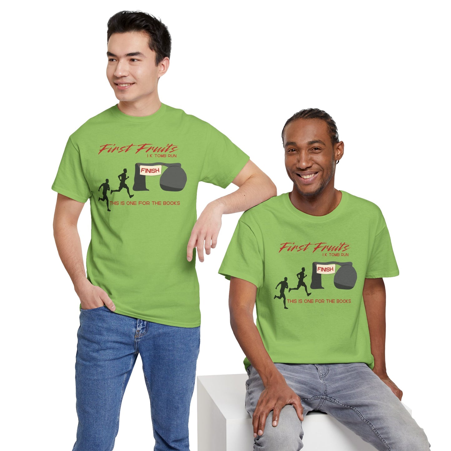 First Fruits 1k Tomb Run Unisex Tee - Funny Biblical Design
