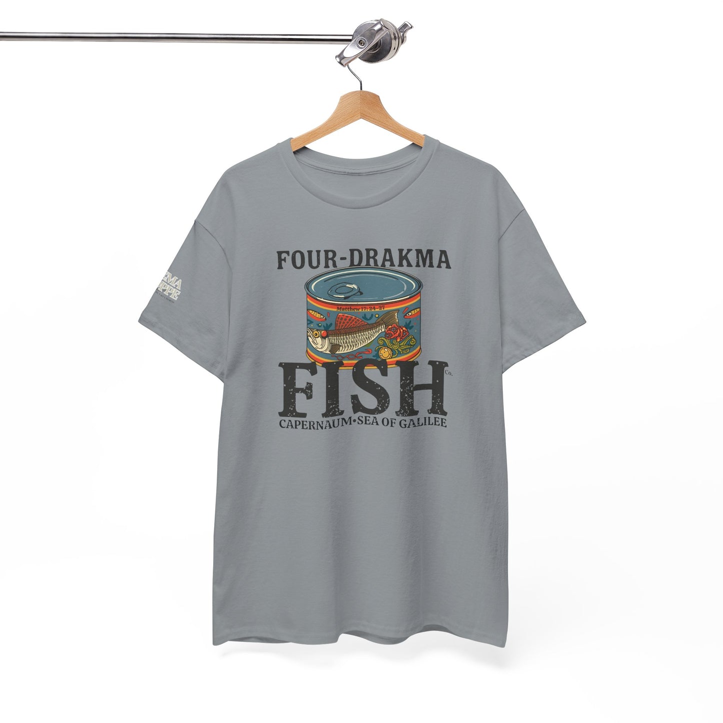 Vintage Four-Drachma Fish Co Matthew 17:24-27 Unisex Tee for Fishermen and Bible Enthusiasts