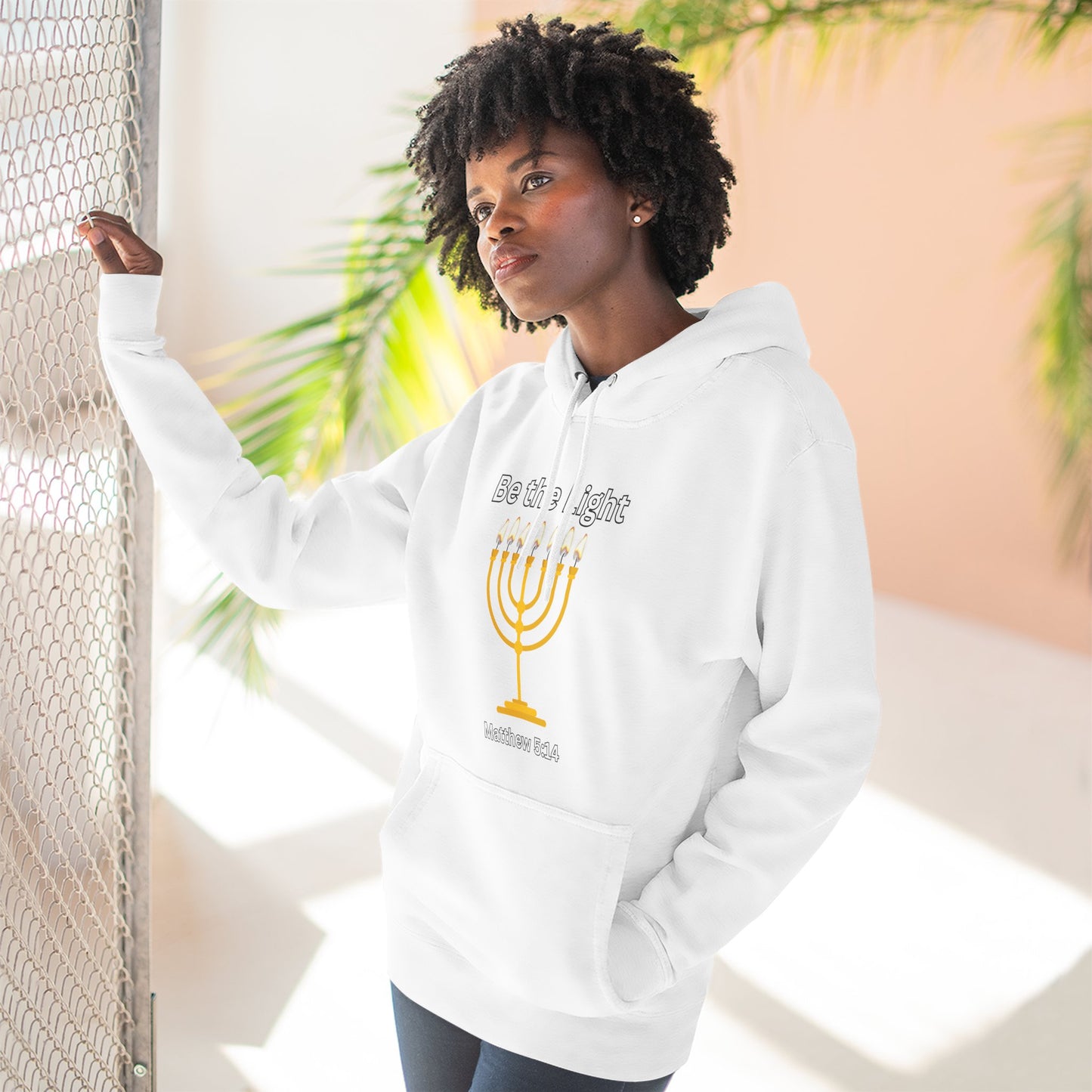 Be The Light Menorah Three-Panel Fleece Hoodie