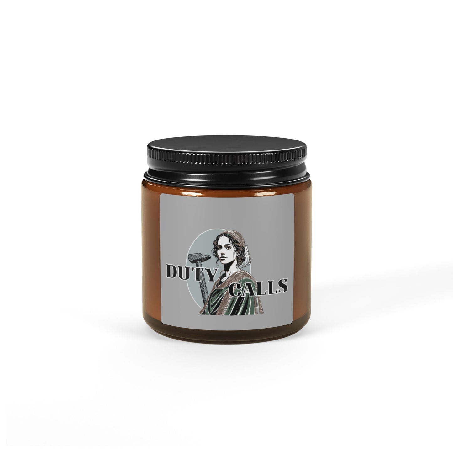 Biblical Portrait Amber Soy Candle — "Duty Calls" Scented Jar (Multi-Size)